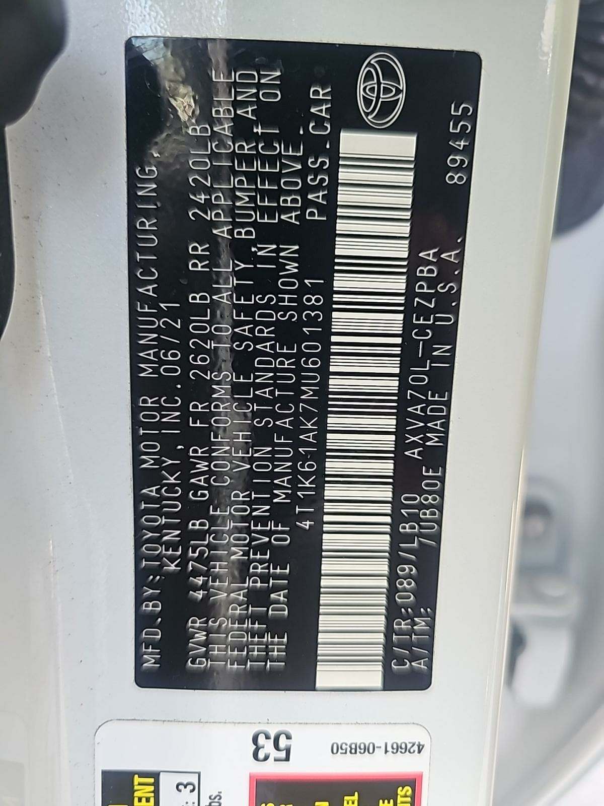 2021 Toyota Camry XSE FWD