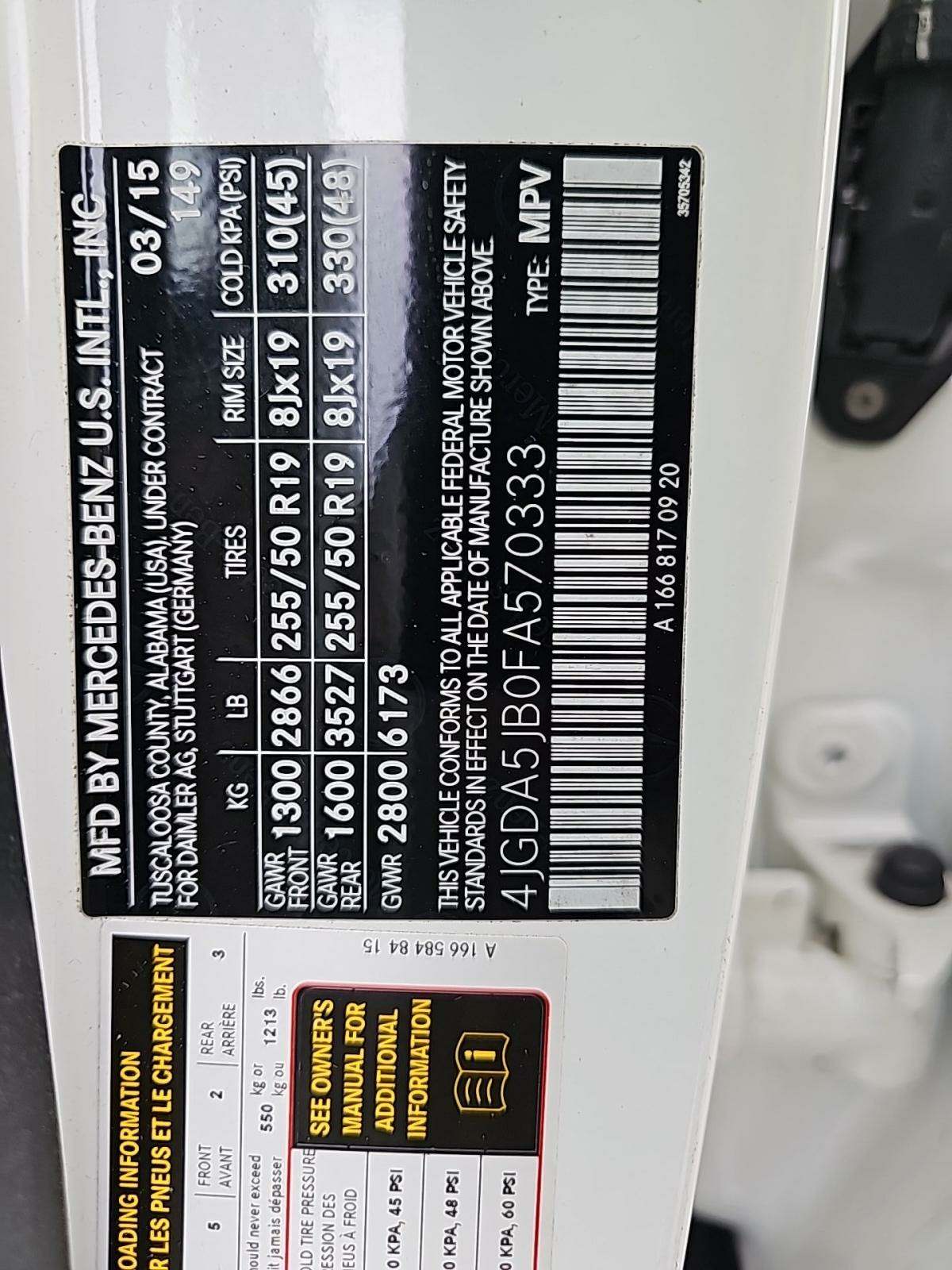 2015 Mercedes-Benz M-Class ML 350 RWD