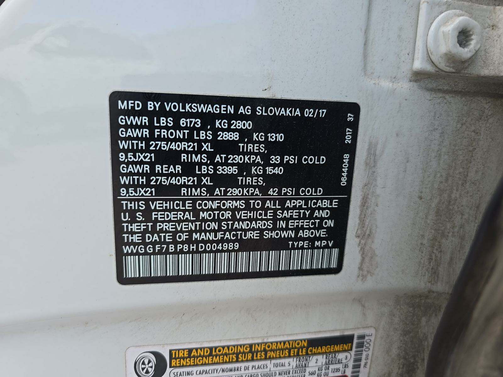 2017 Volkswagen Touareg 3.6L Executive AWD