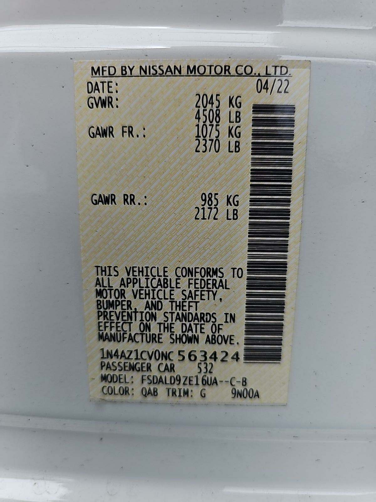 2022 Nissan LEAF SV FWD