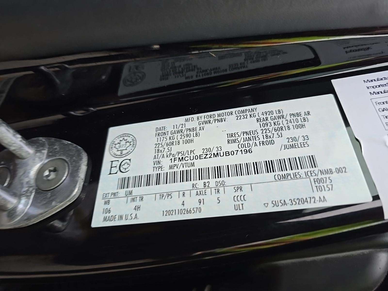 2021 Ford Escape Plug-In Hybrid SE FWD