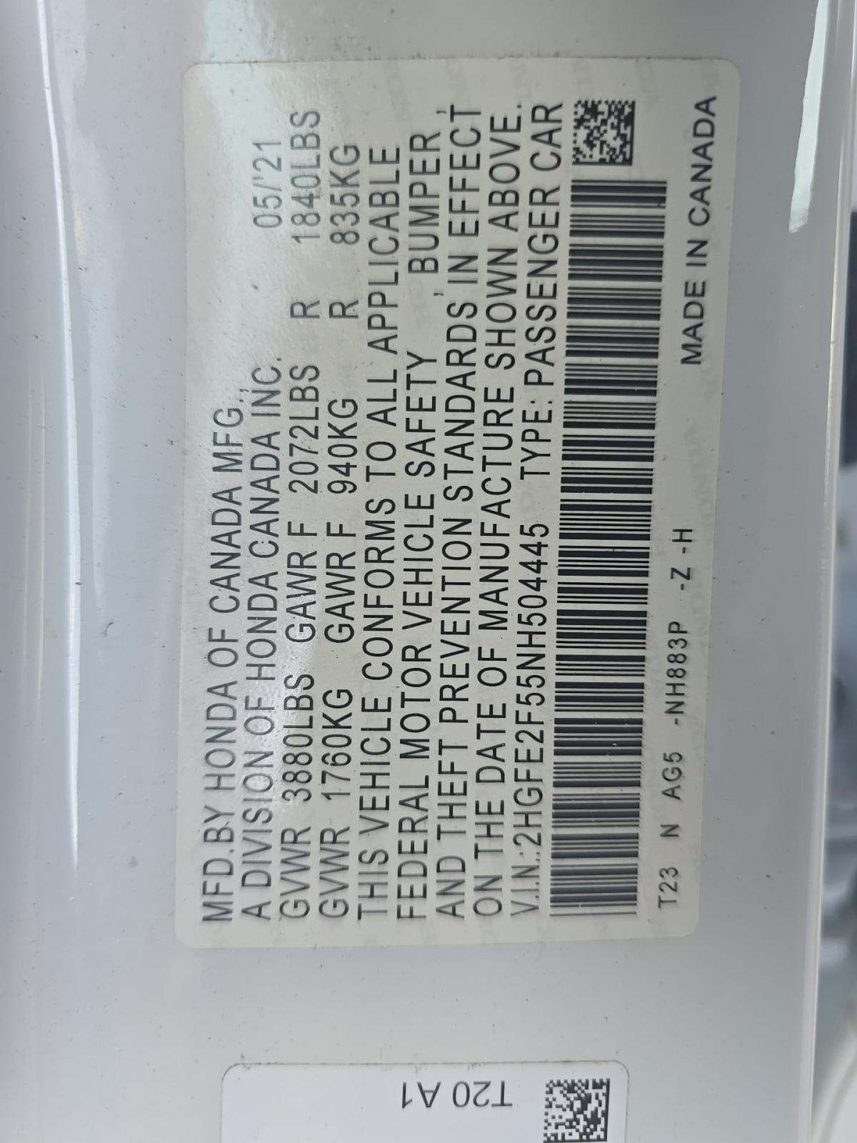 2022 Honda Civic Sport FWD