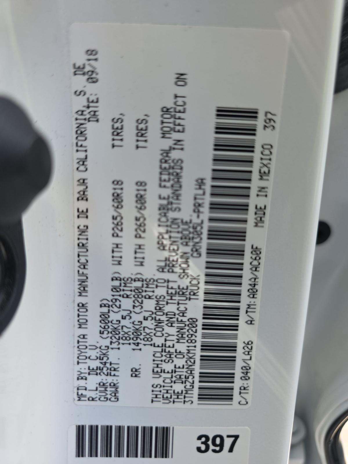 2019 Toyota Tacoma Limited AWD