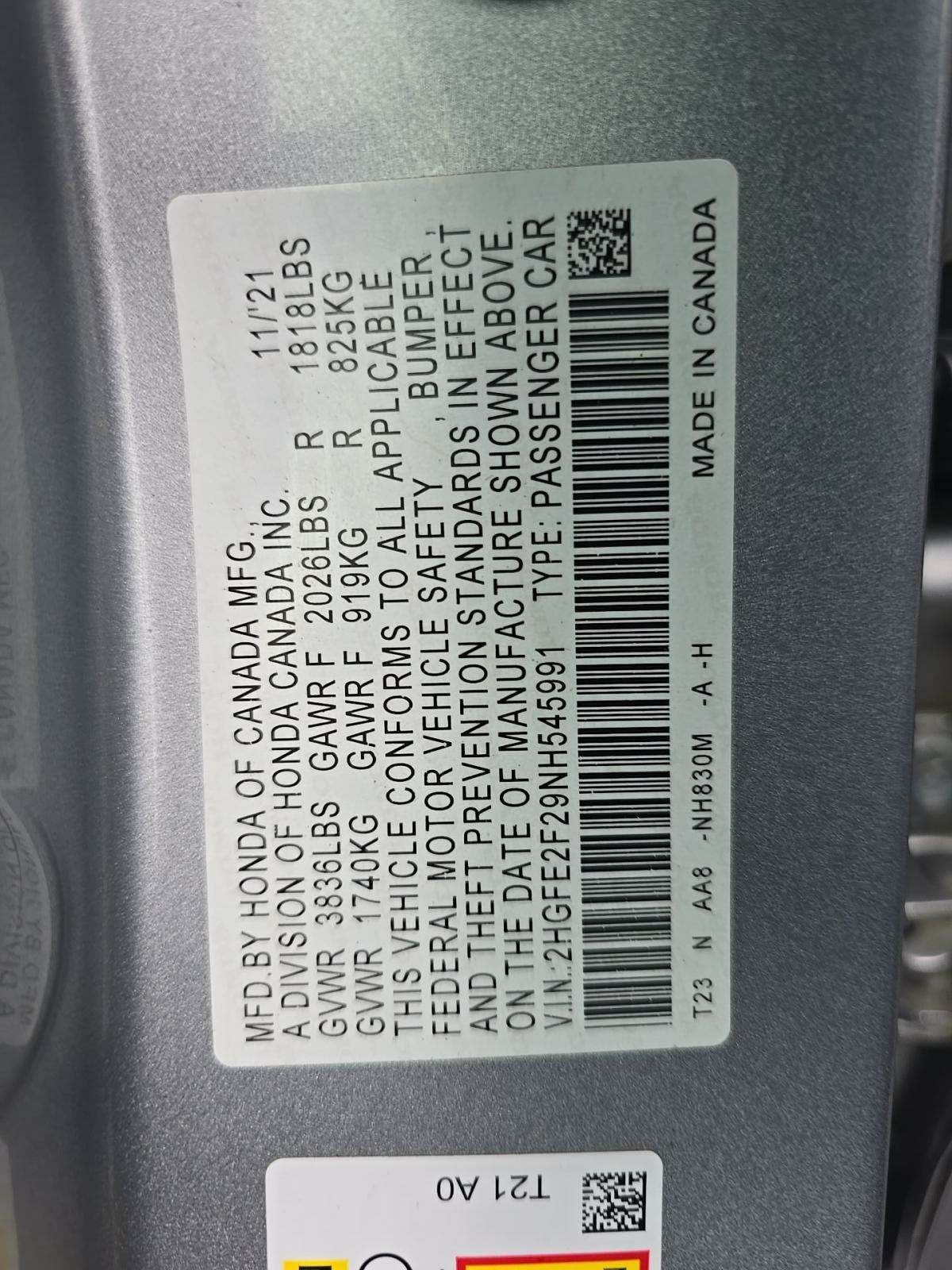 2022 Honda Civic LX FWD