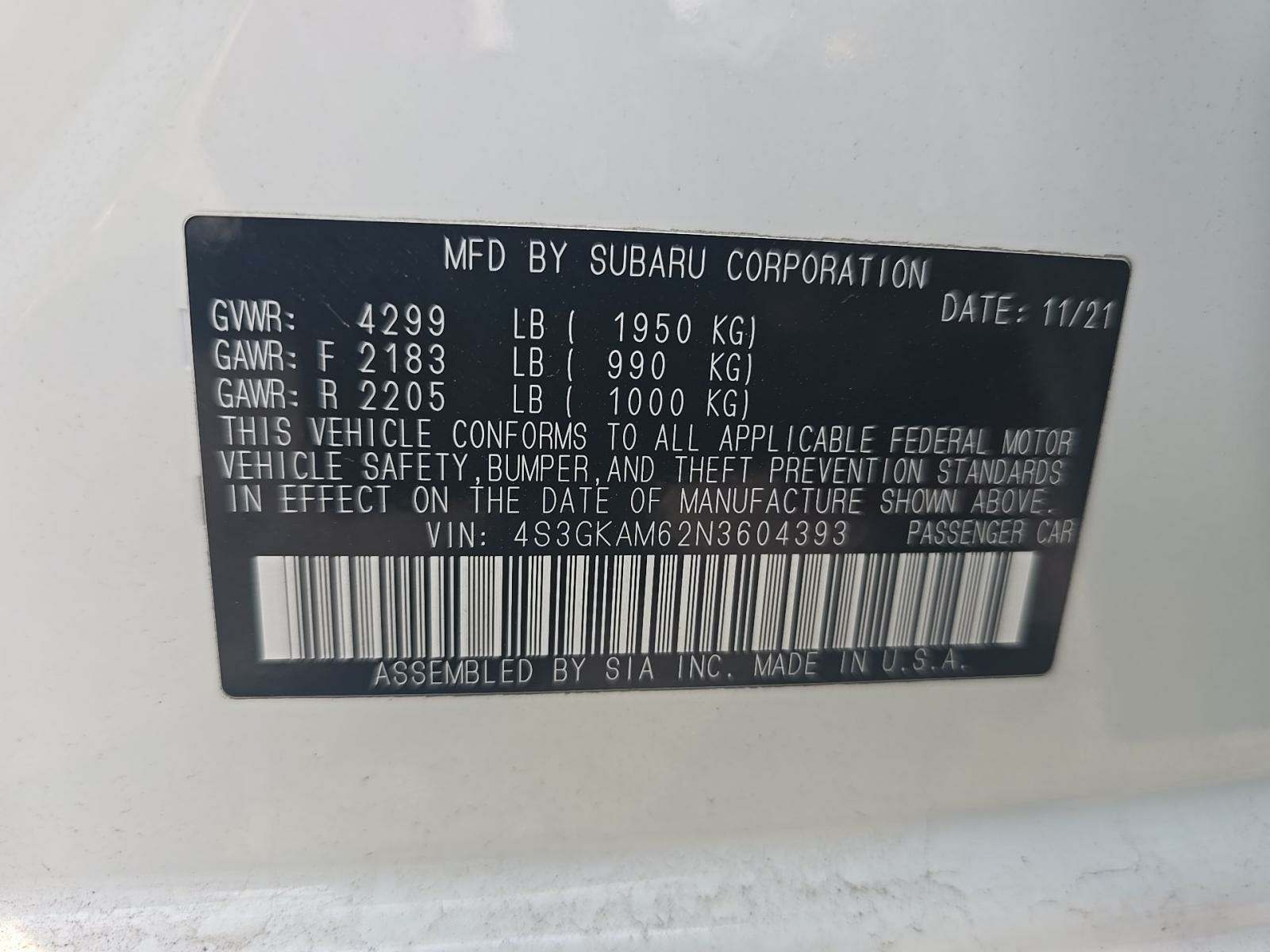 2022 Subaru Impreza 2.0i Sport AWD