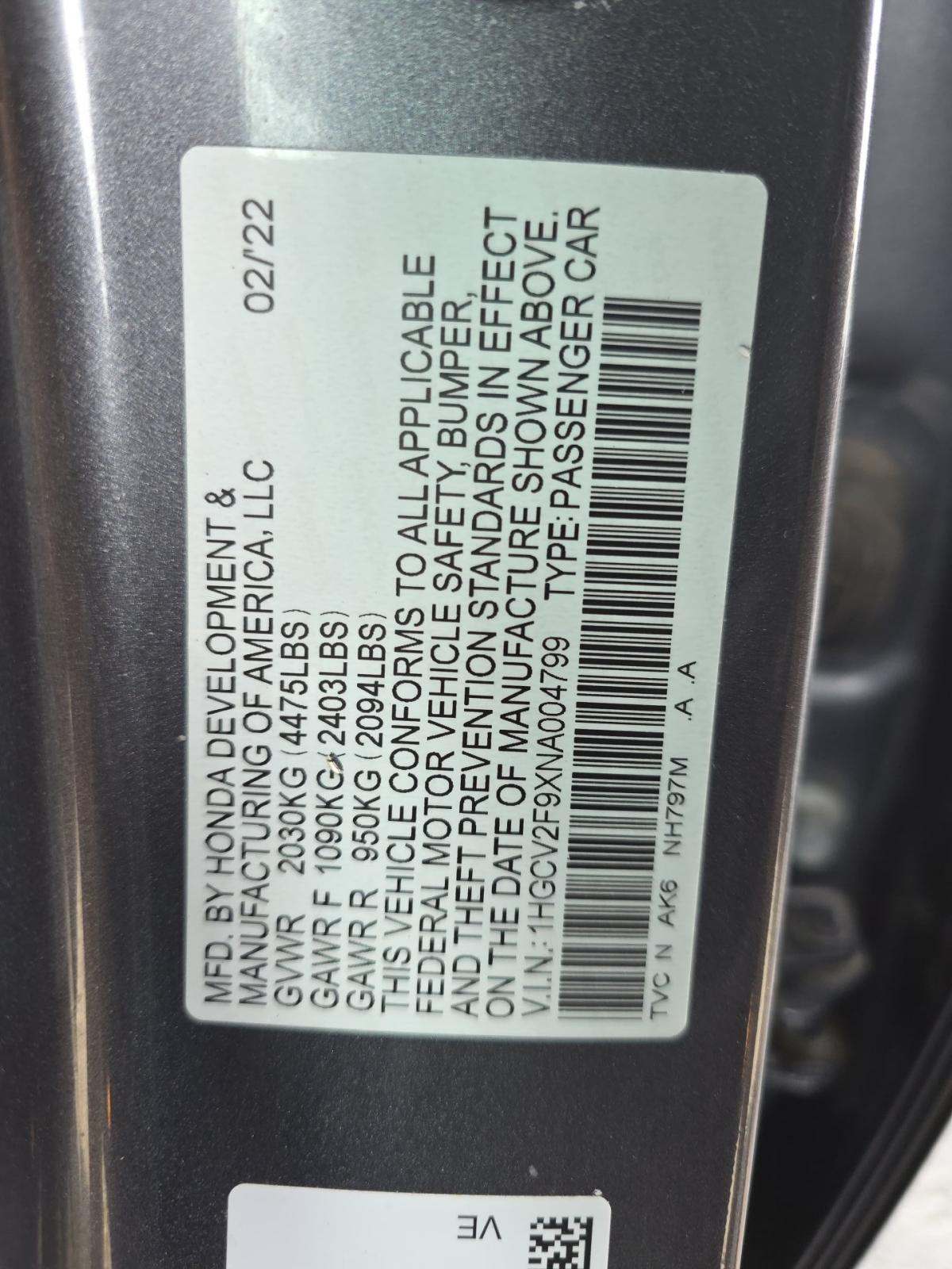 2022 Honda Accord Touring FWD