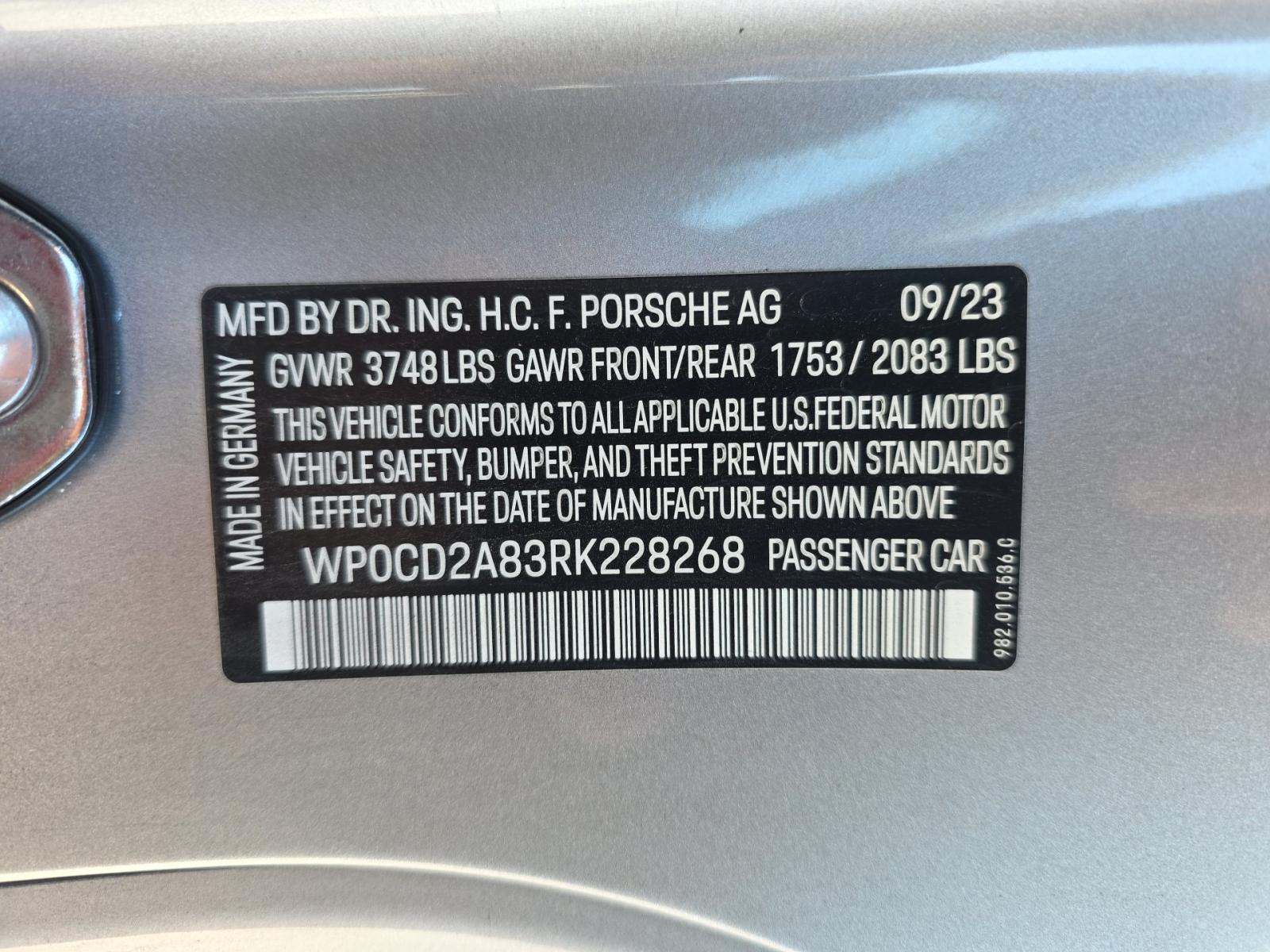 2024 Porsche 718 Boxster GTS 4.0 RWD