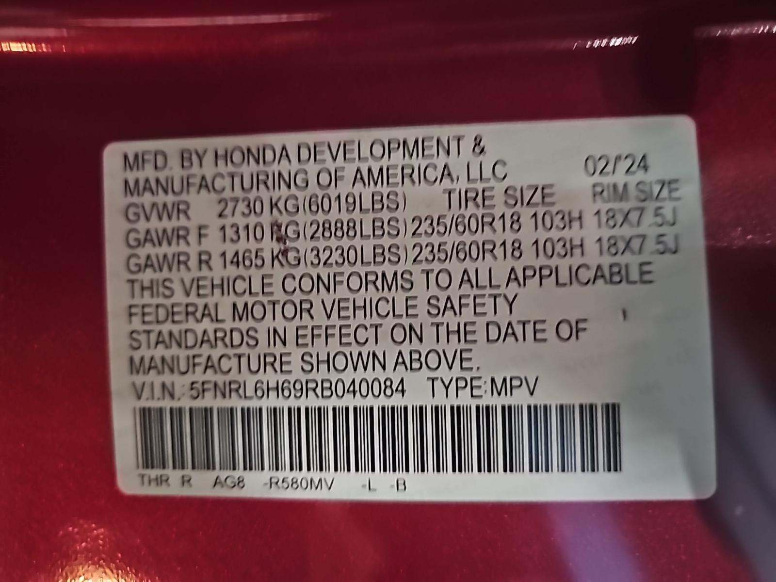 2024 Honda Odyssey EX-L FWD