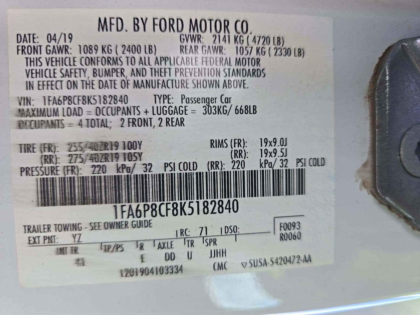 2019 Ford Mustang GT Premium RWD