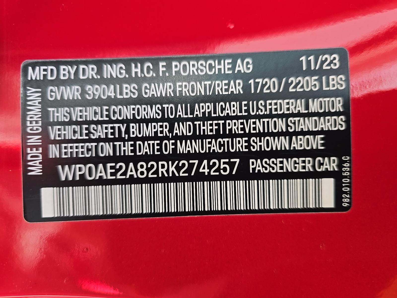 2024 Porsche 718 Cayman GT4 RS RWD