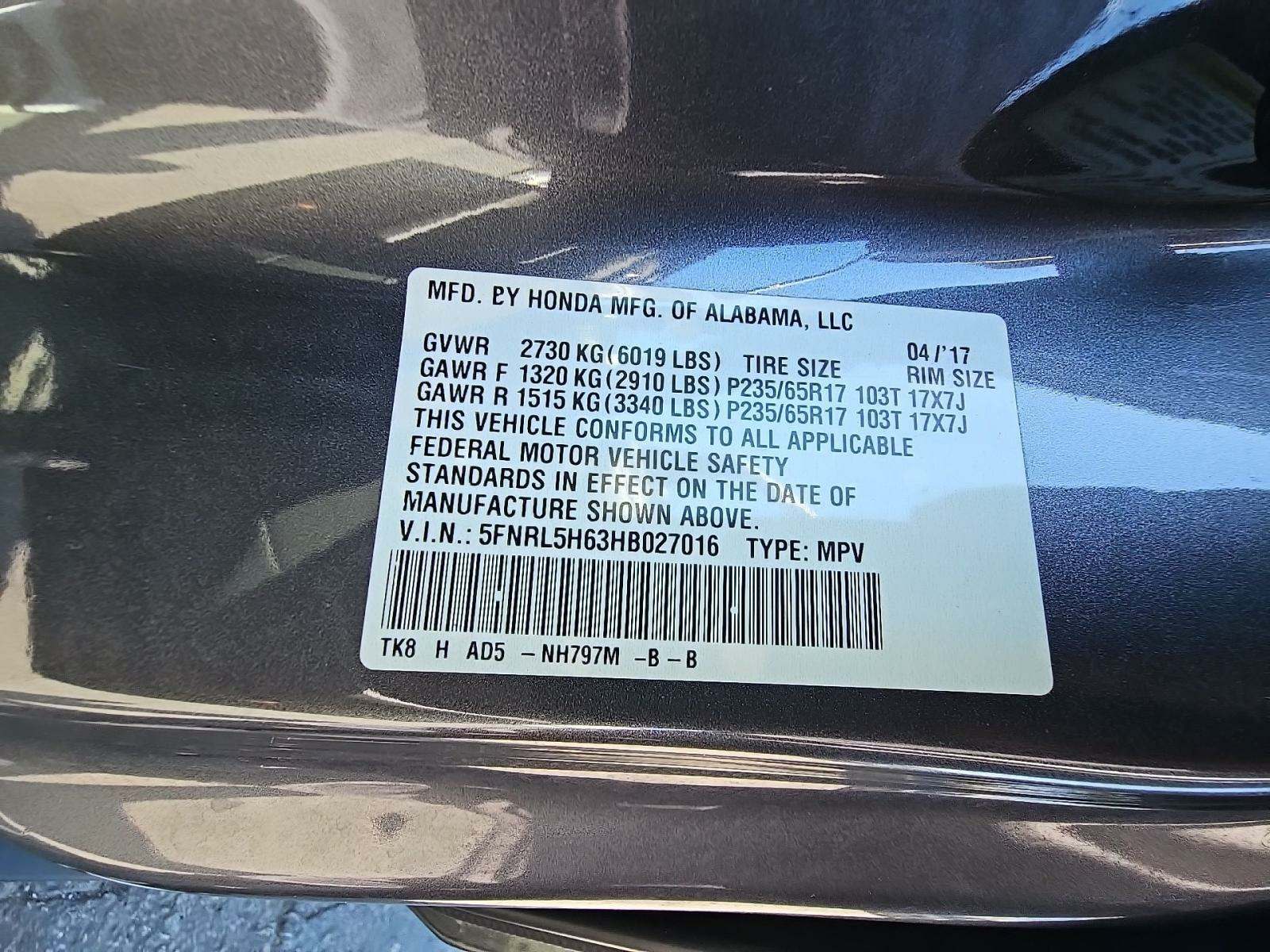 2017 Honda Odyssey EX-L FWD