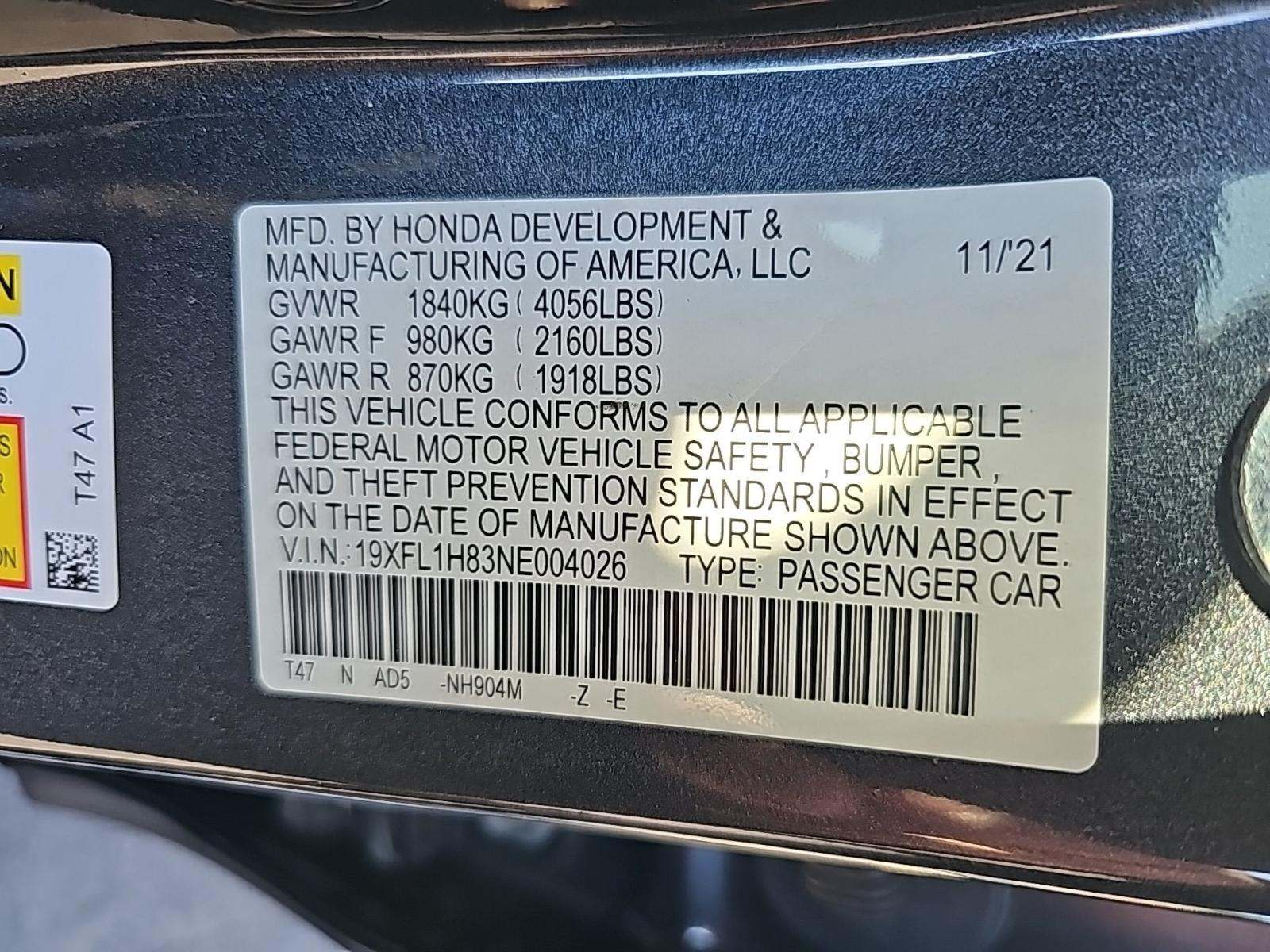 2022 Honda Civic Sport Touring FWD