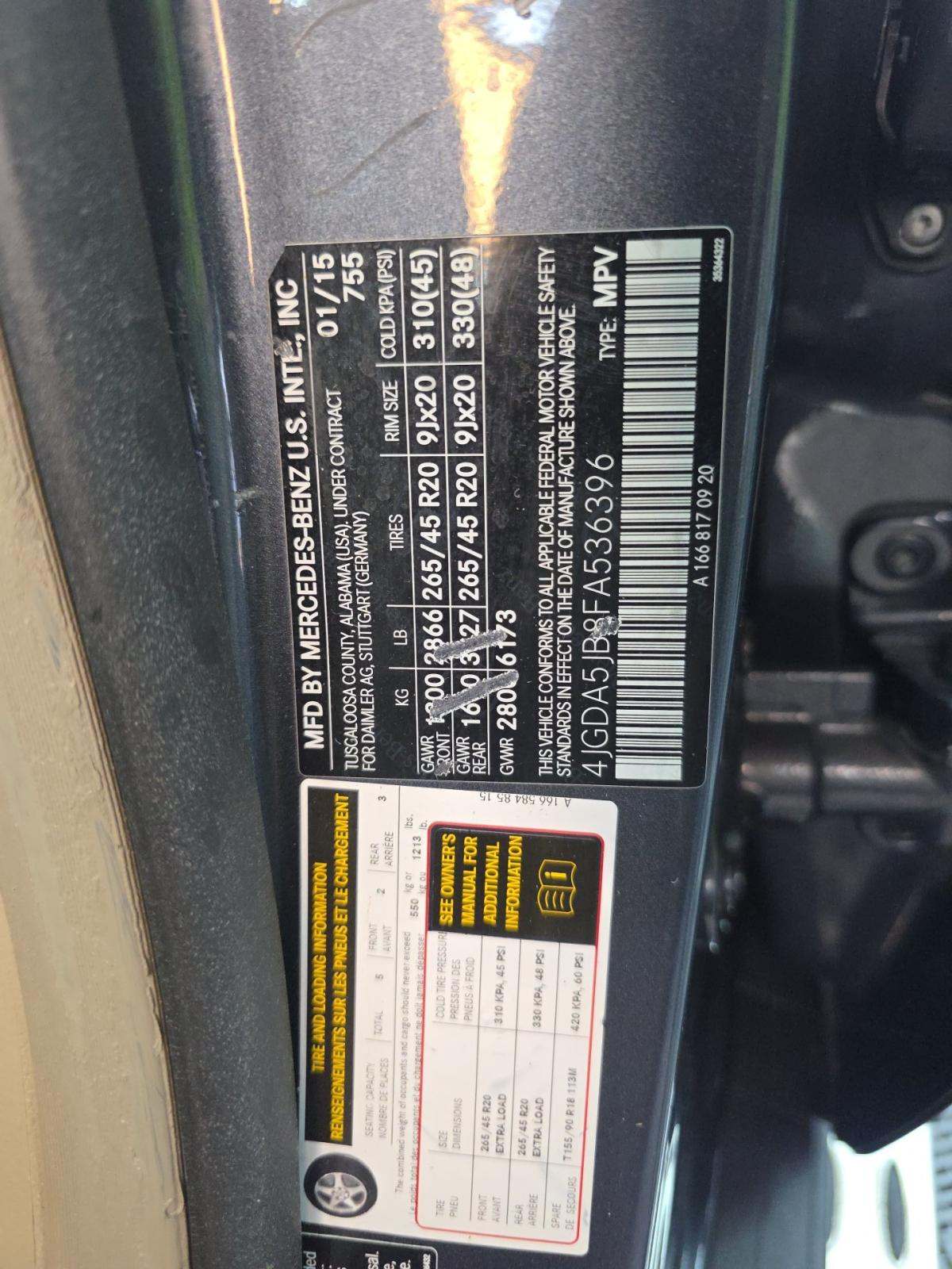 2015 Mercedes-Benz M-Class ML 350 RWD