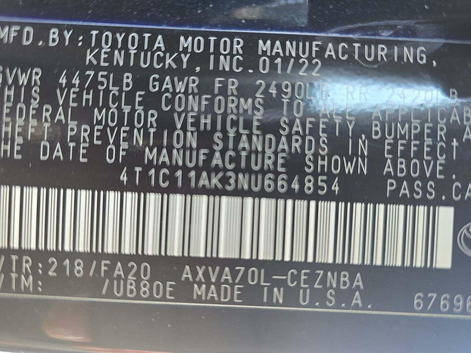 2022 Toyota Camry LE FWD