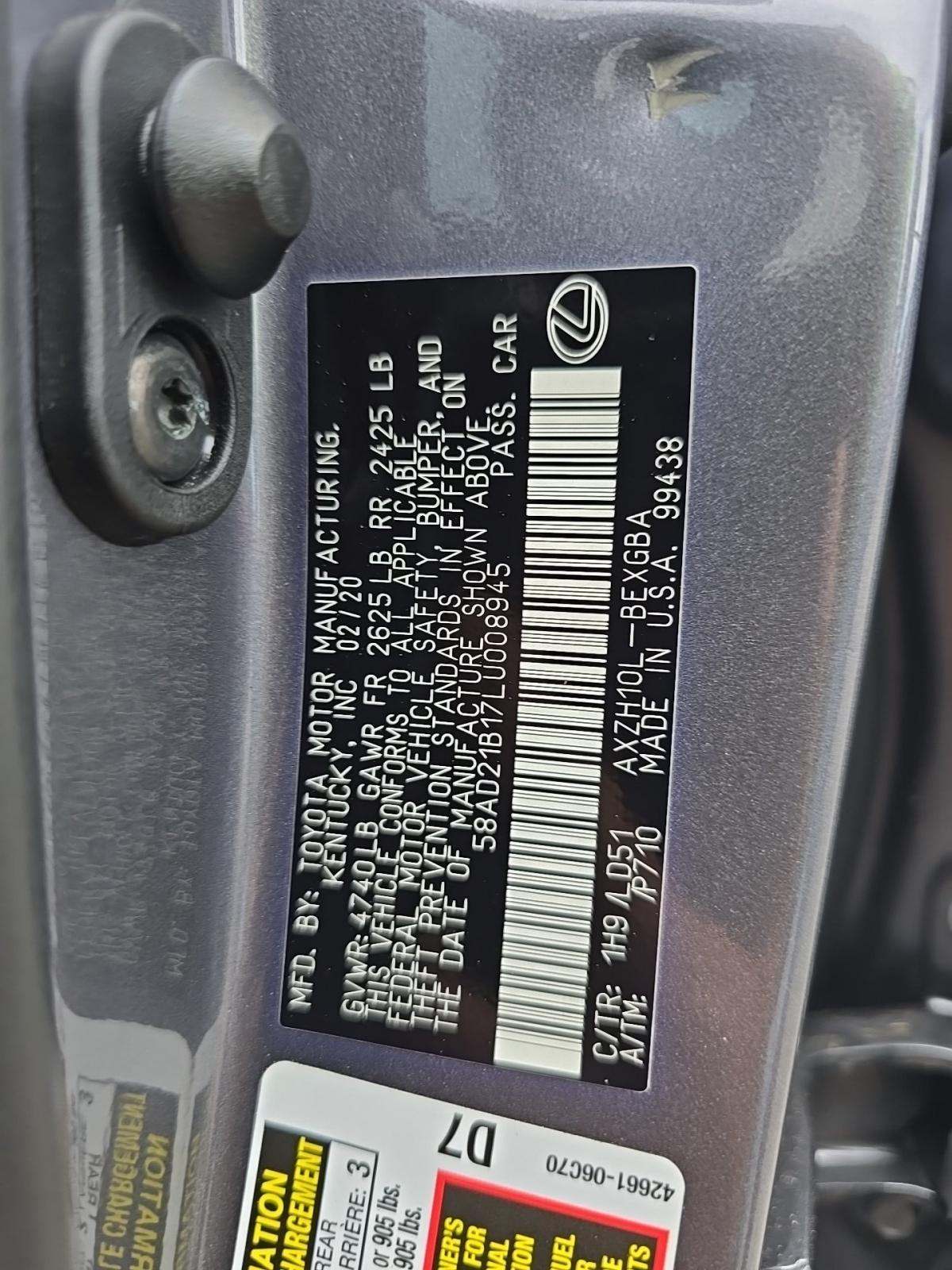 2020 Lexus ES ES 300h FWD