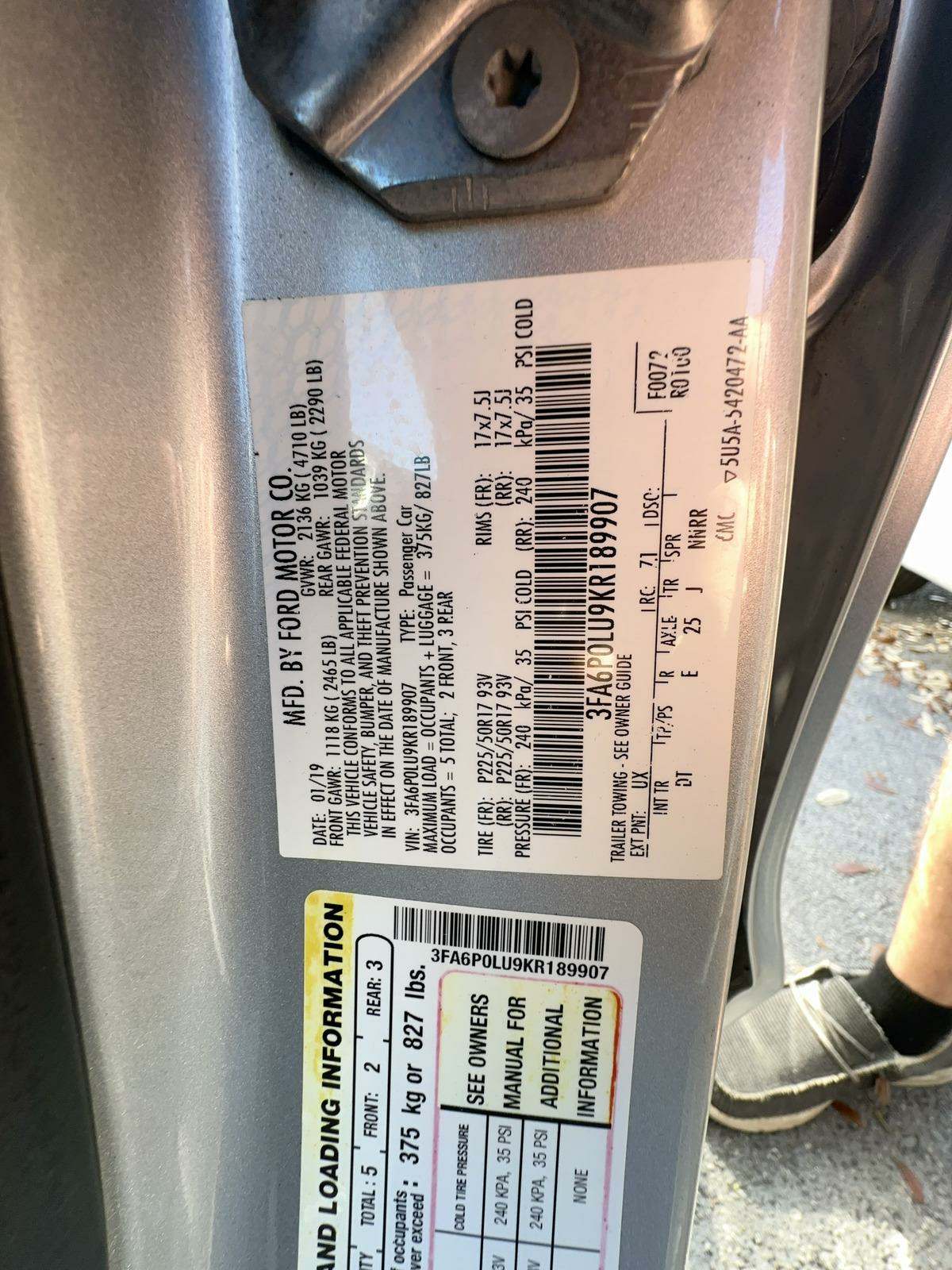 2019 Ford Fusion SE FWD