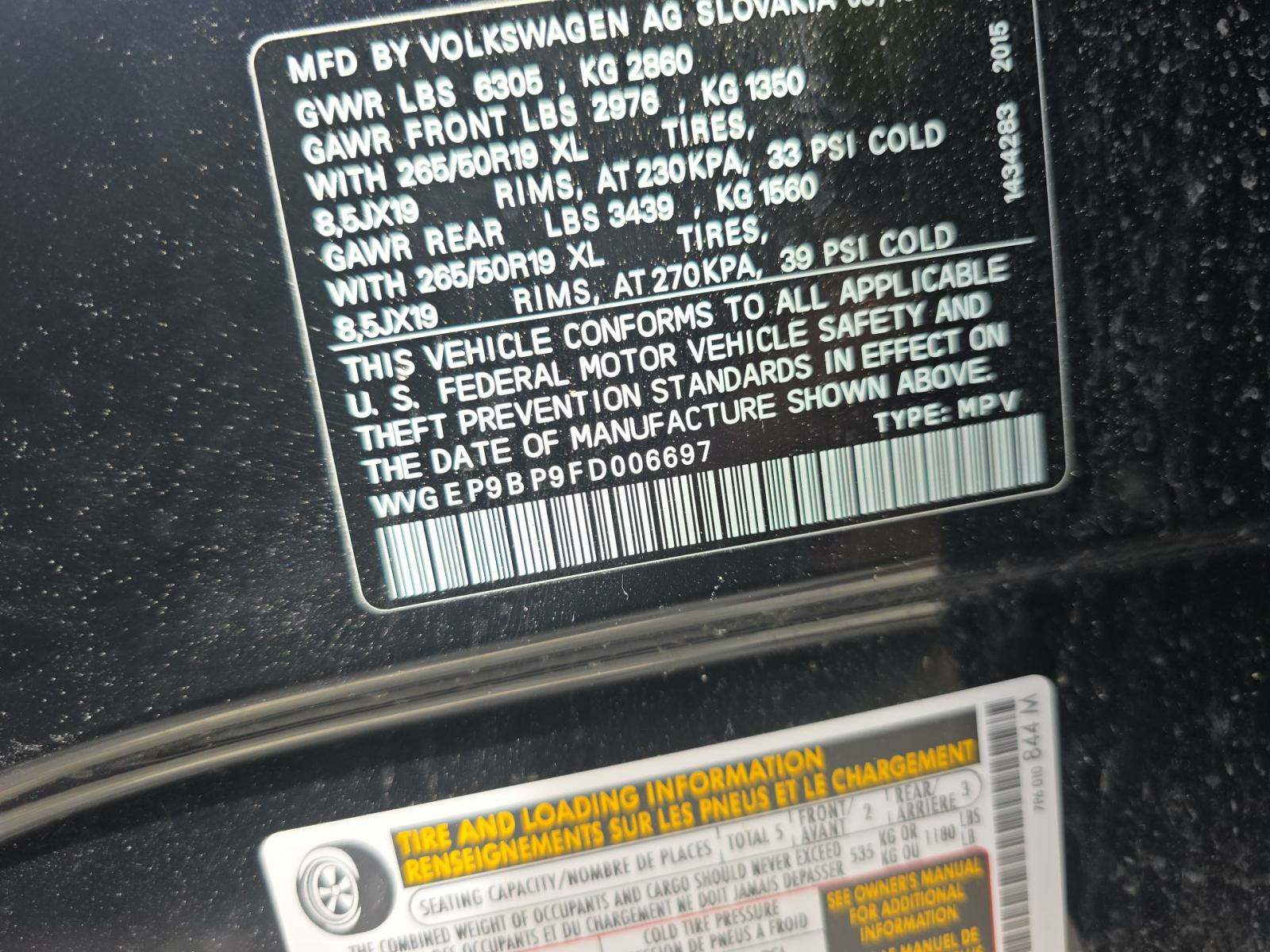 2015 Volkswagen Touareg 3.0L TDI Lux AWD