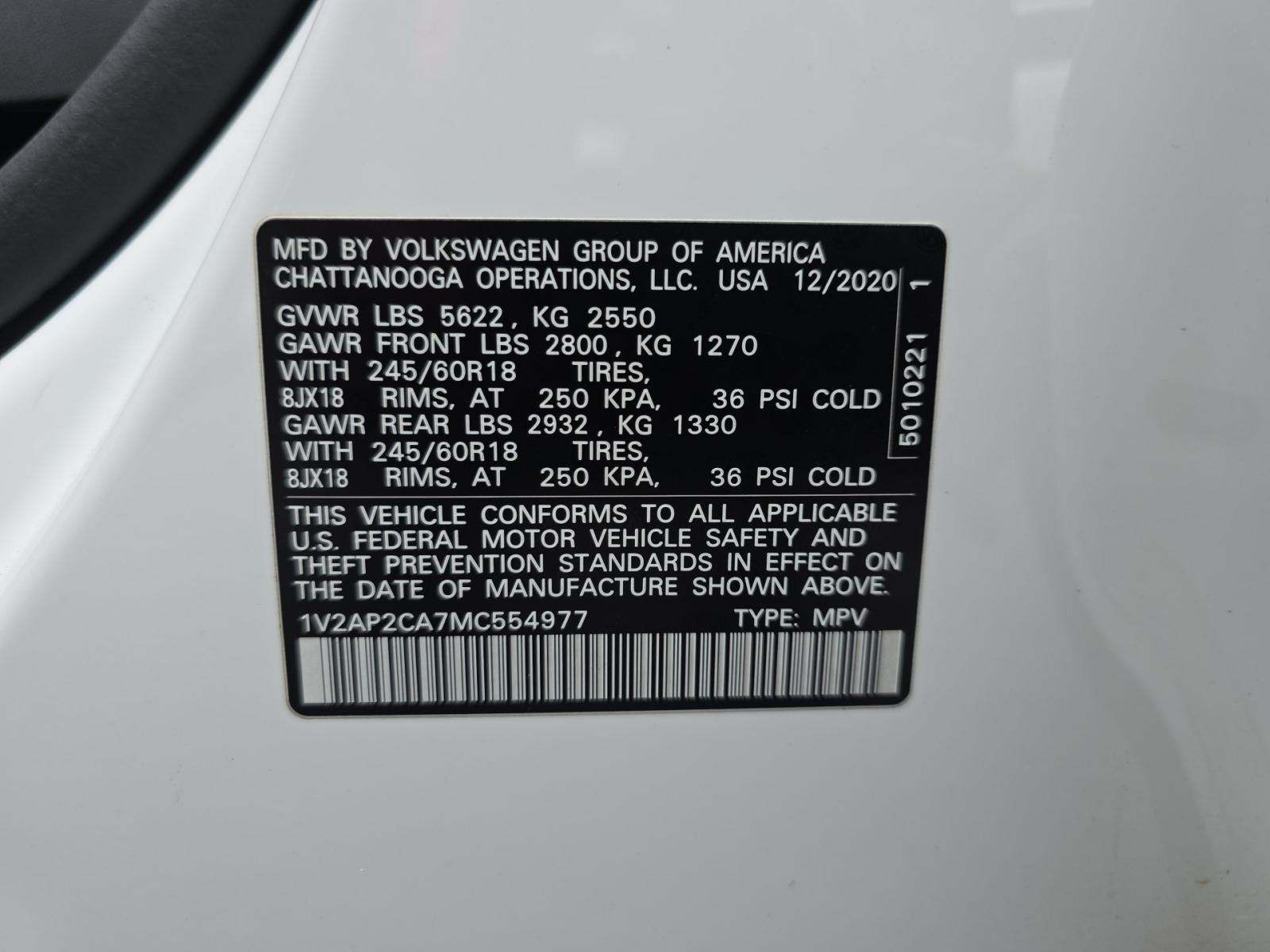 2021 Volkswagen Atlas 2.0T S FWD