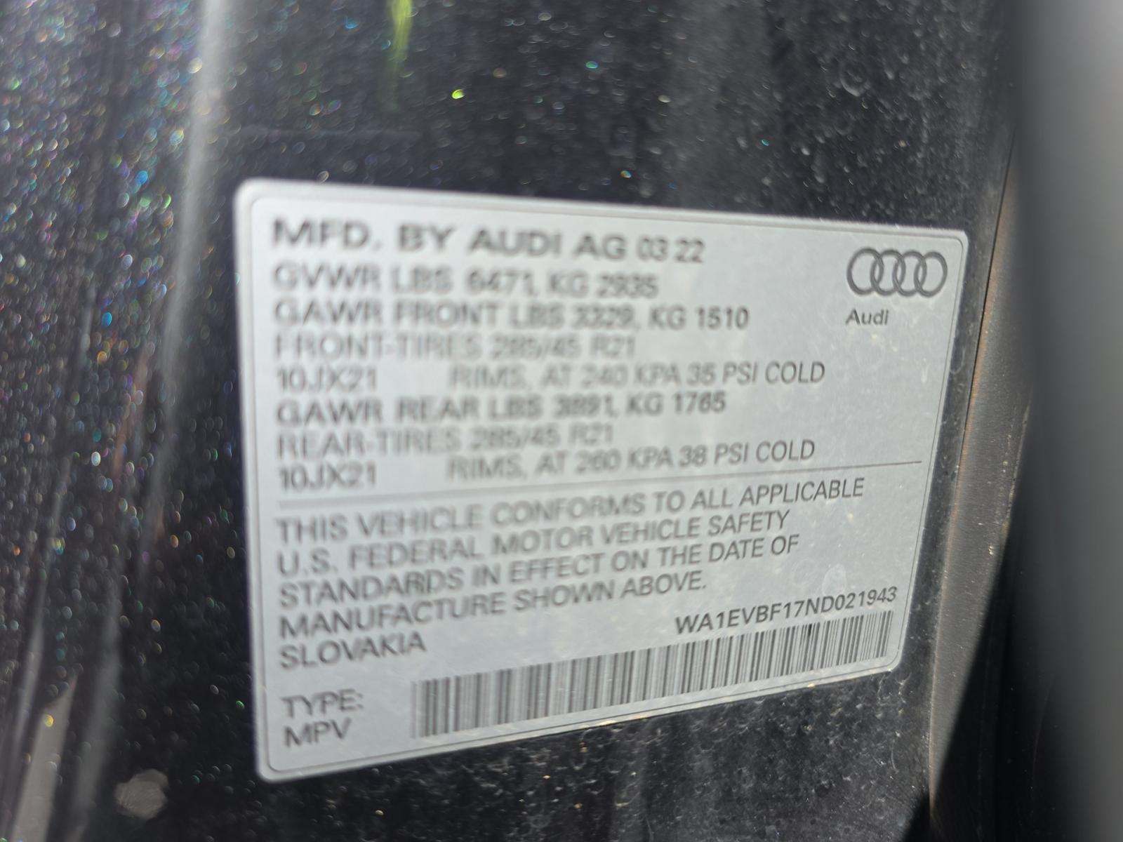 2022 Audi Q8 Premium Plus AWD