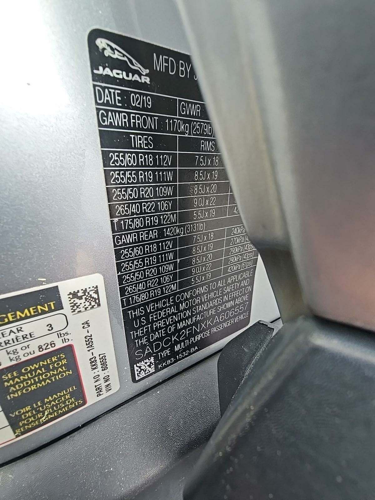 2019 Jaguar F-PACE 20d Prestige AWD