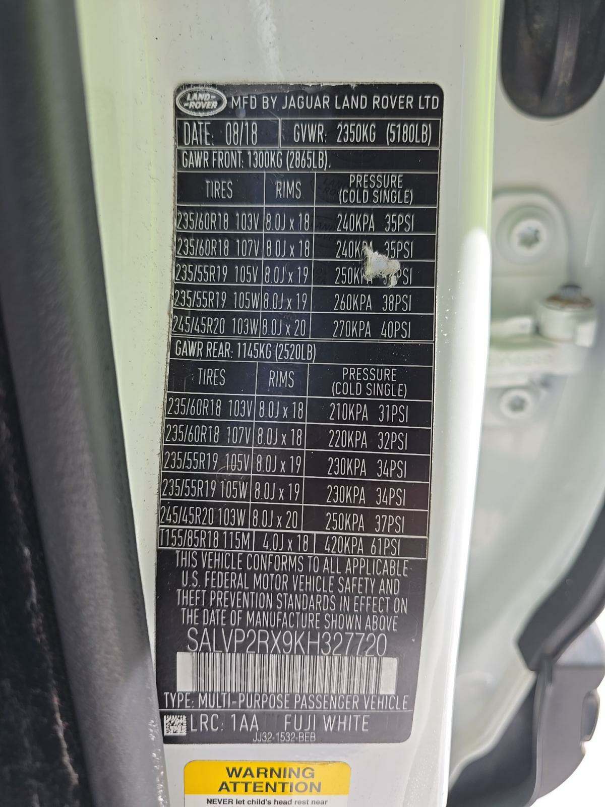 2019 Land Rover Range Rover Evoque SE Premium AWD