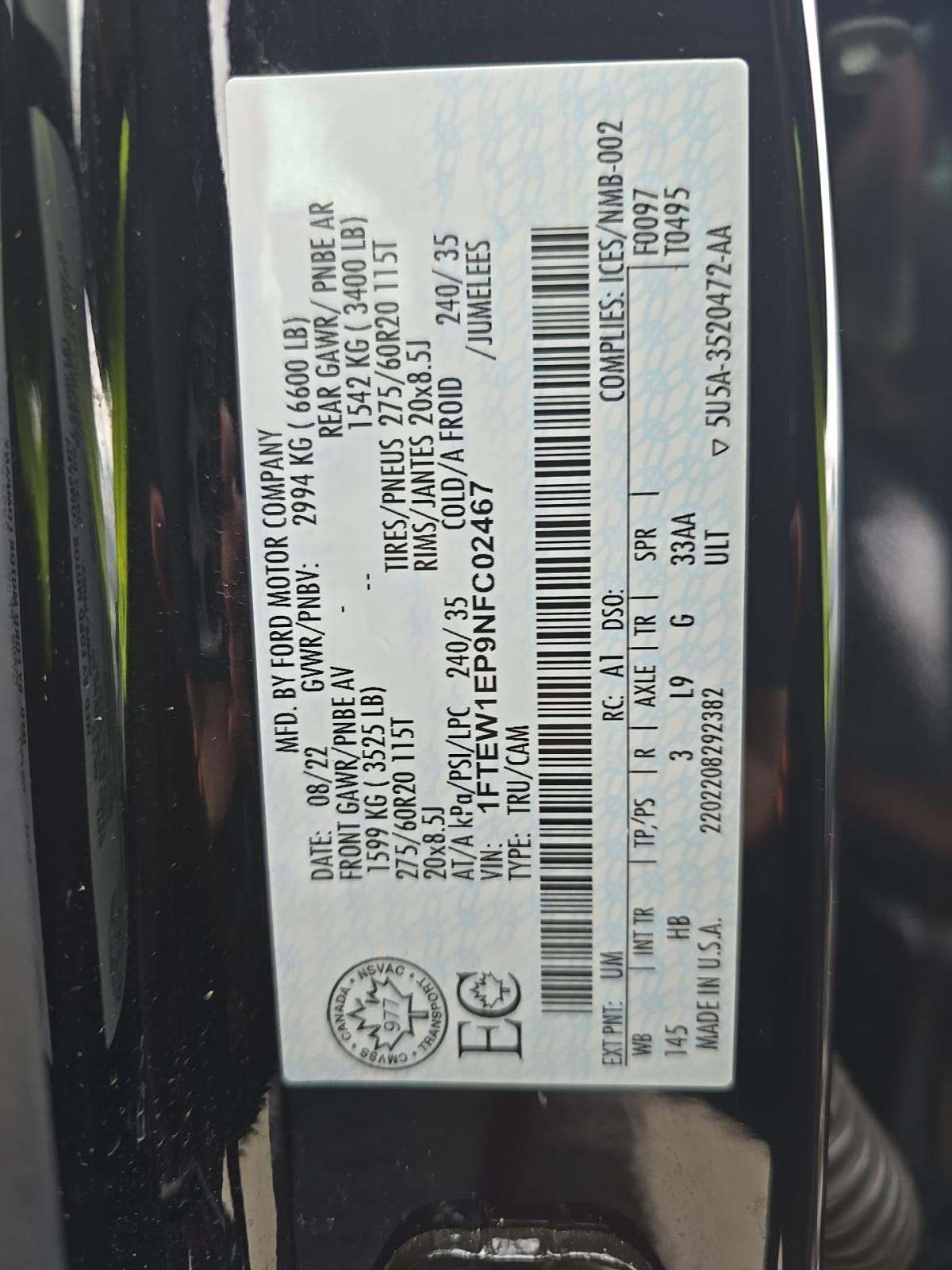 2022 Ford F-150 Lariat AWD