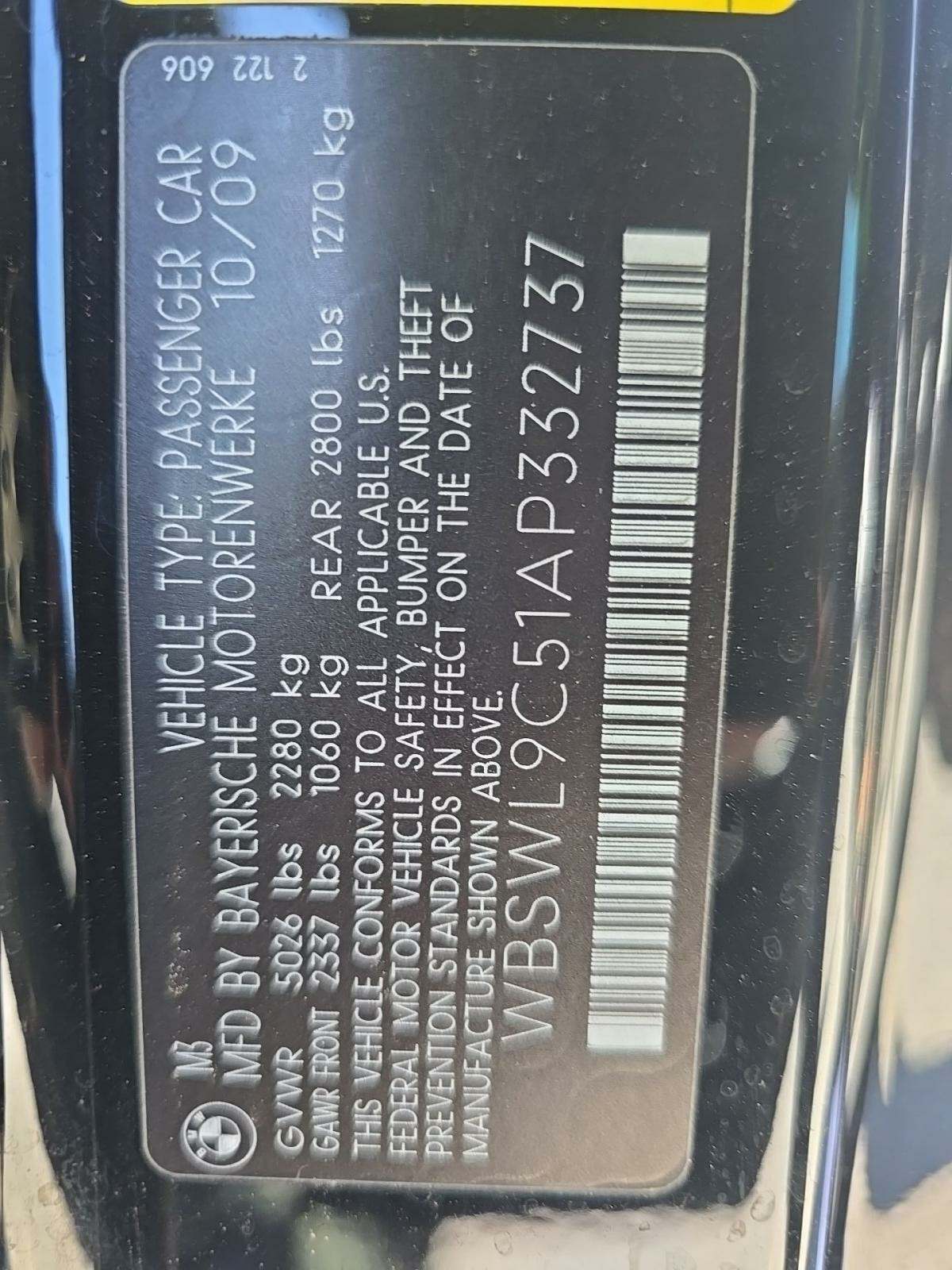 2010 BMW M3 Base RWD