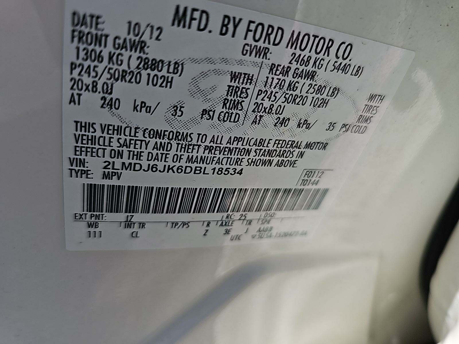 2013 Lincoln MKX Base FWD