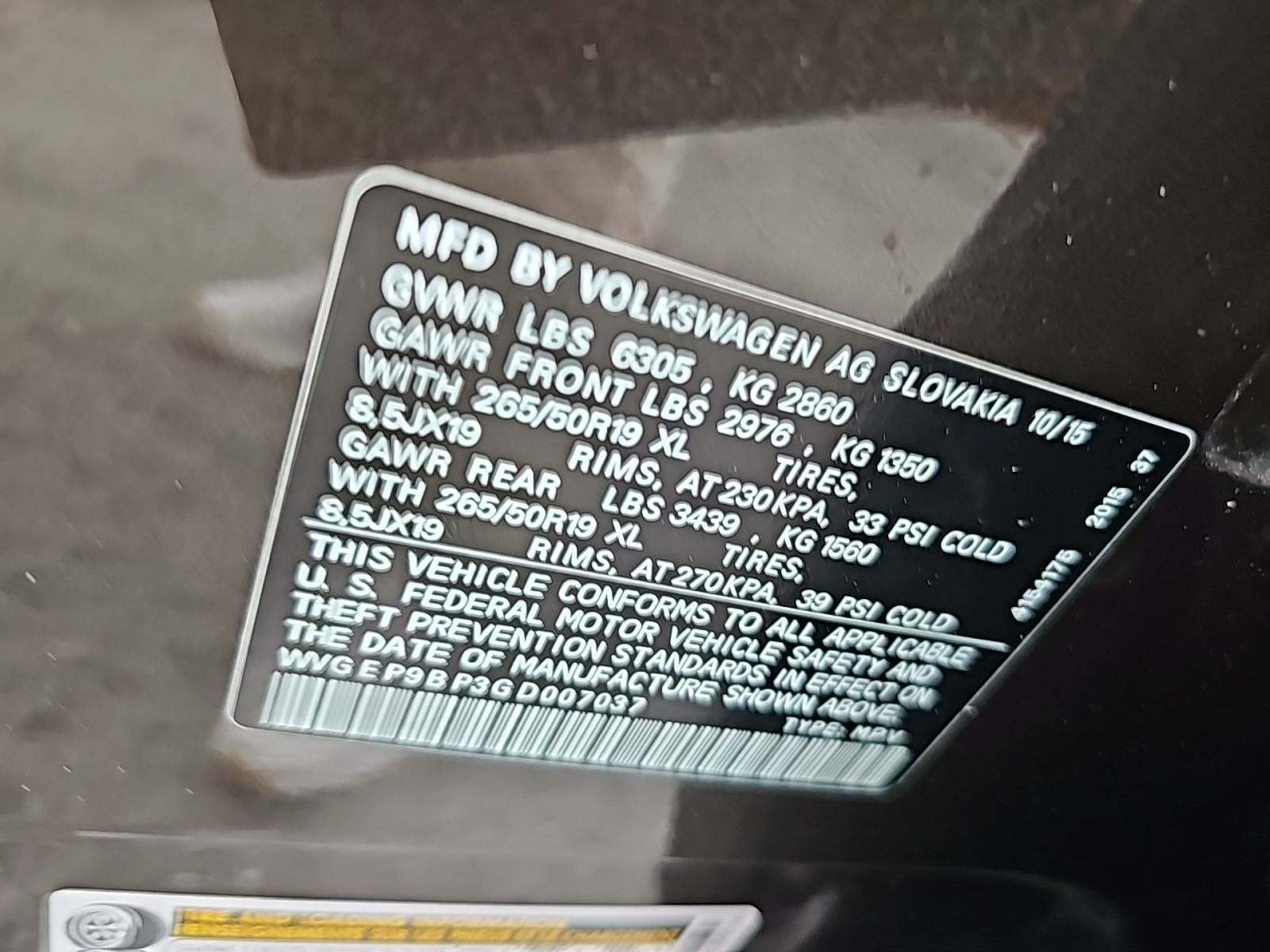 2016 Volkswagen Touareg 3.0L TDI Lux AWD