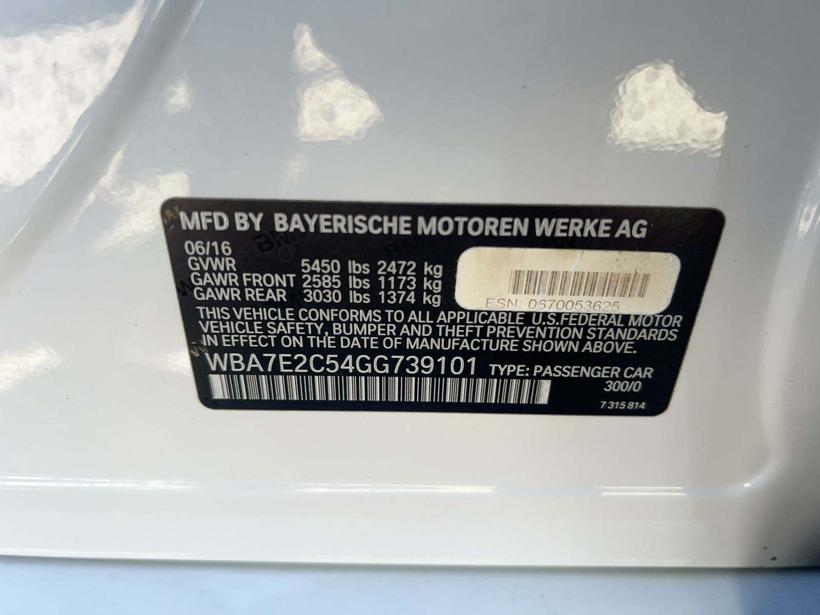 2016 BMW 7 Series 740i M SPORT LINE RWD