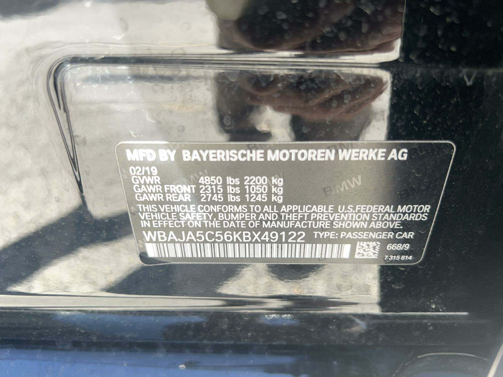 2019 BMW 5 Series 530i SPORT LINE RWD