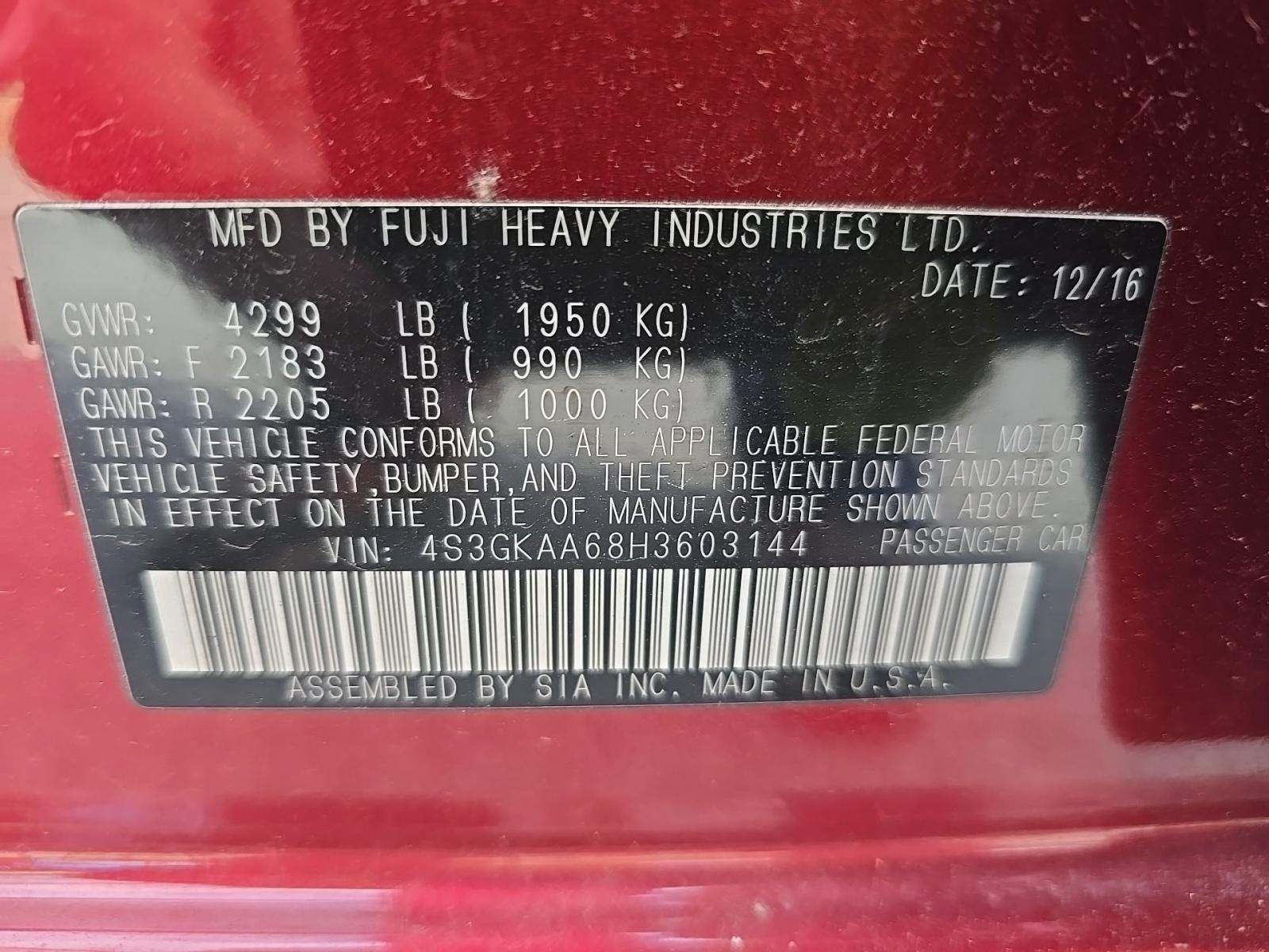 2017 Subaru Impreza 2.0i AWD