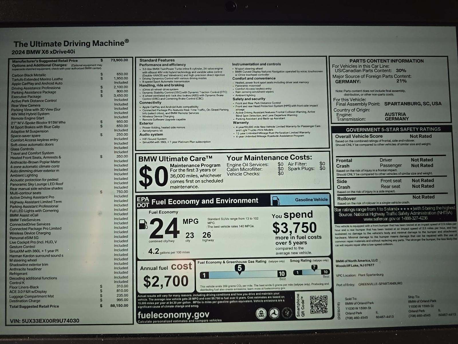 2024 BMW X6 xDrive40i AWD