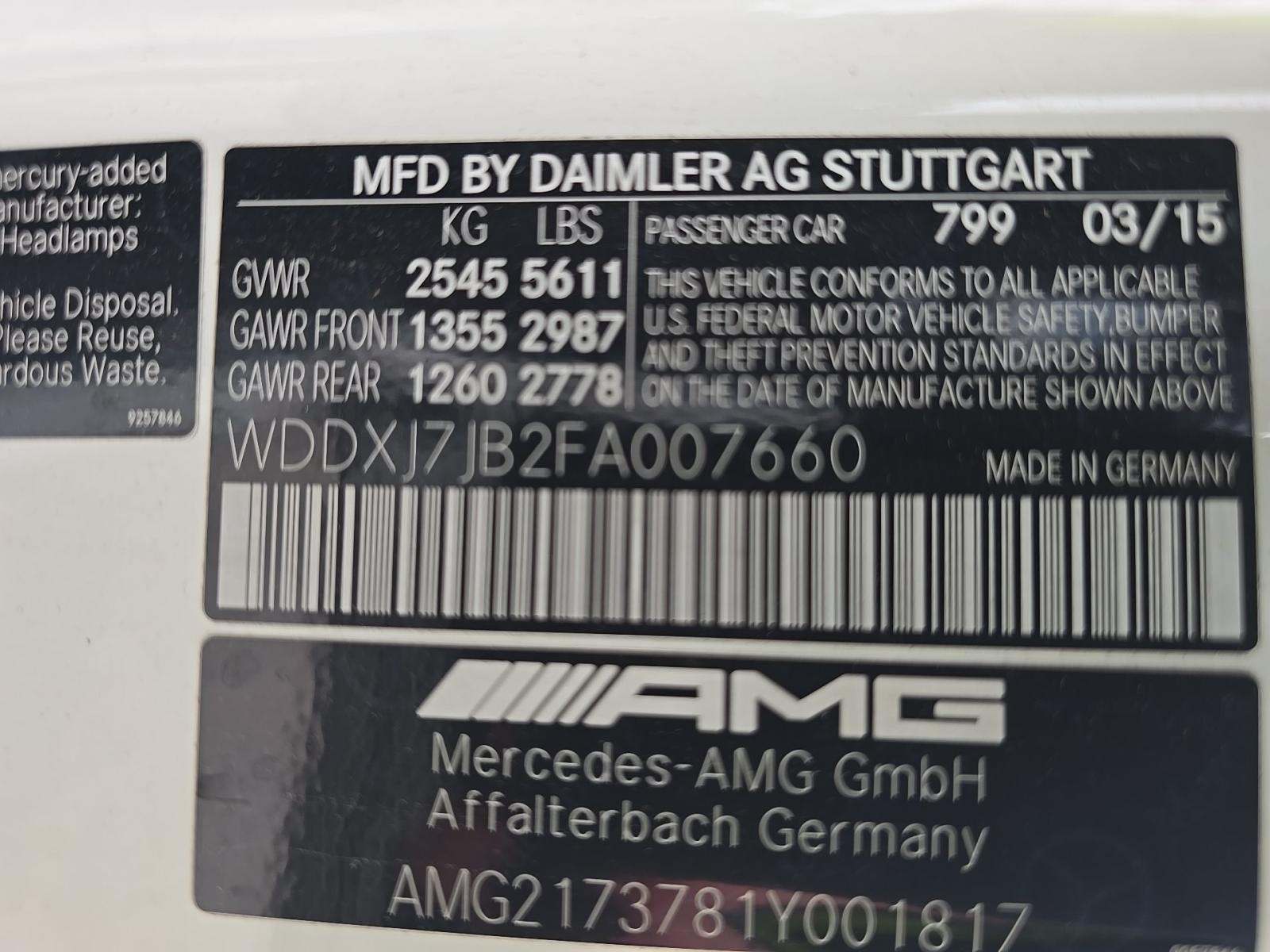 2015 Mercedes-Benz S-Class S 63 AMG AWD