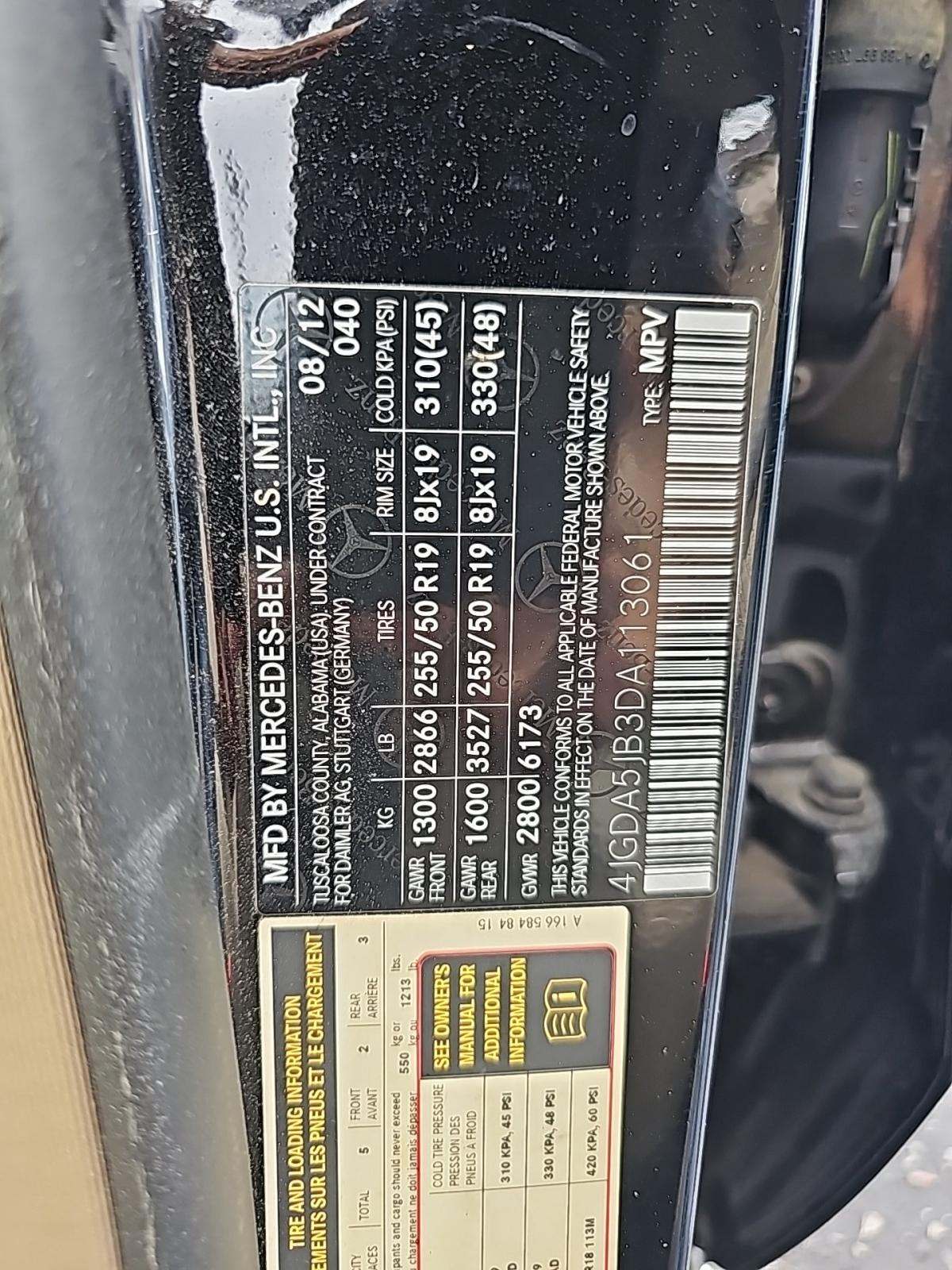 2013 Mercedes-Benz M-Class ML 350 RWD