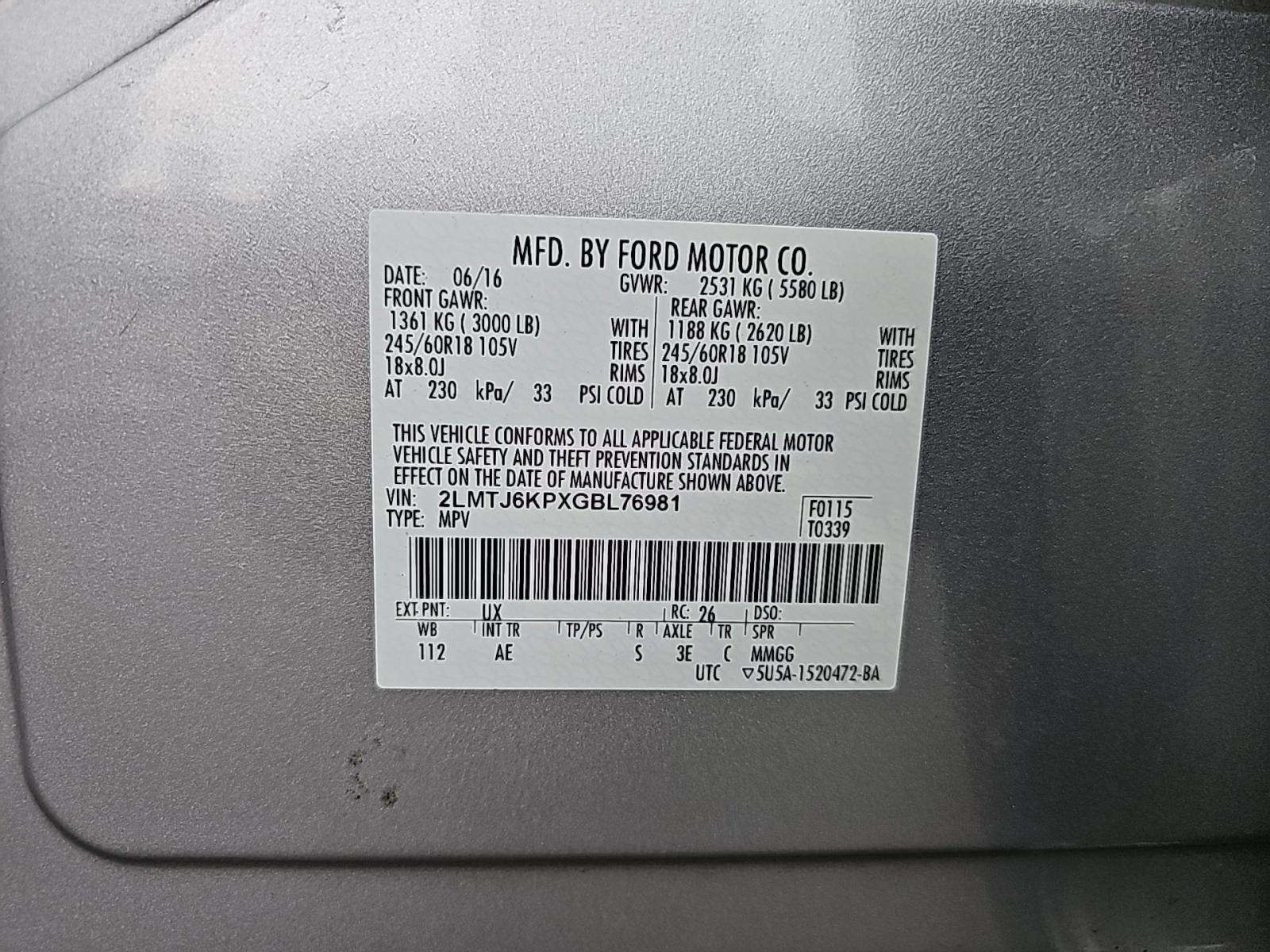 2016 Lincoln MKX Select FWD