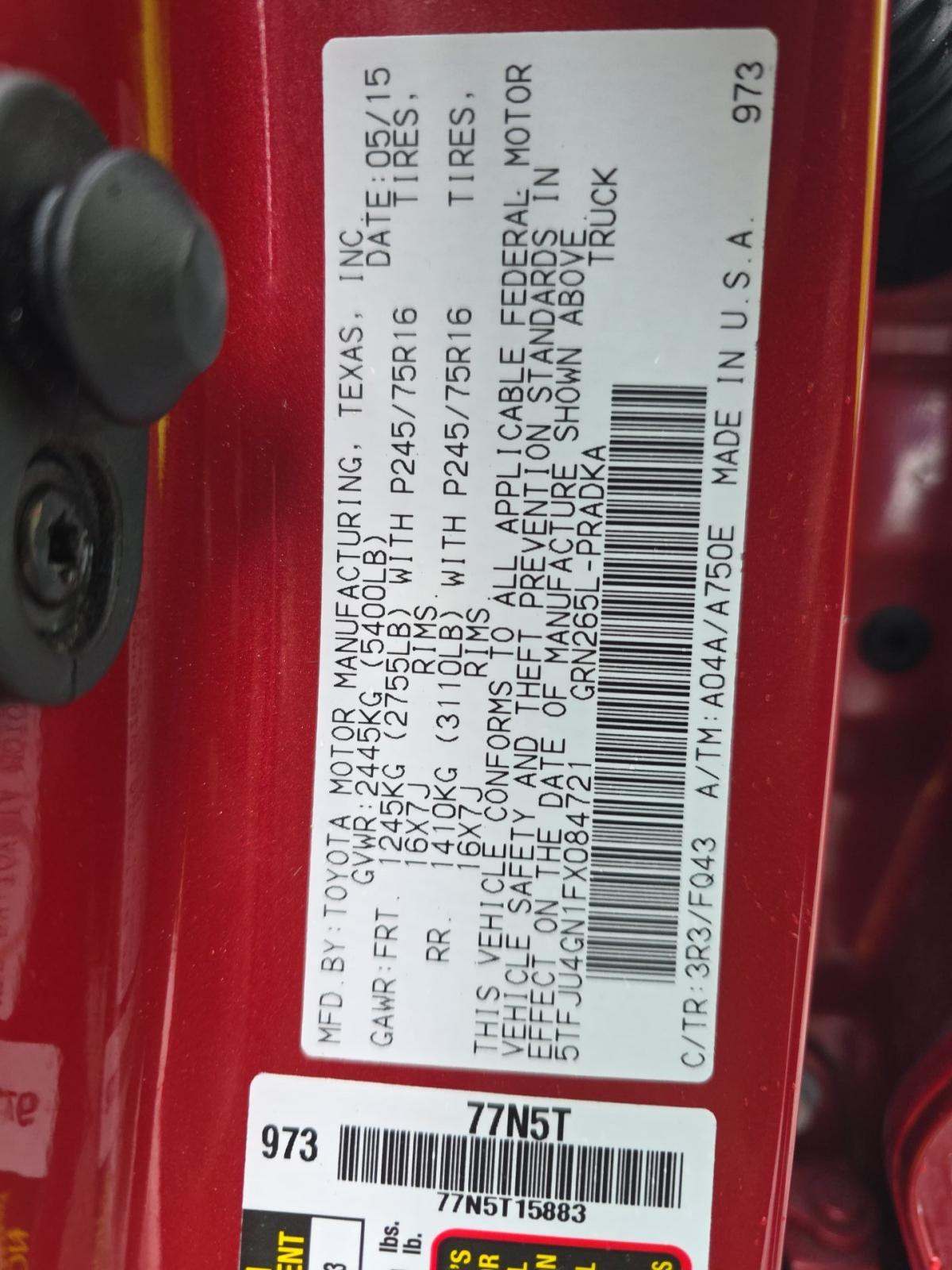 2015 Toyota Tacoma PreRunner RWD