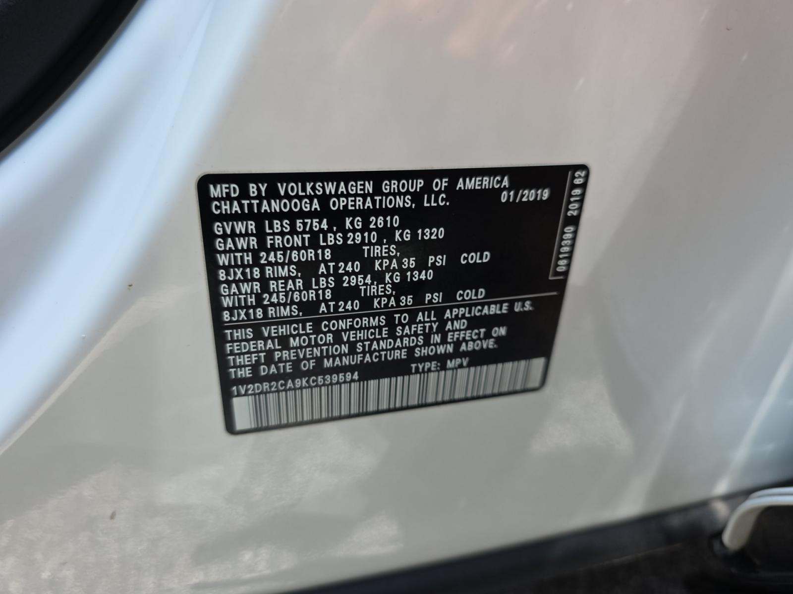 2019 Volkswagen Atlas 3.6L SE FWD