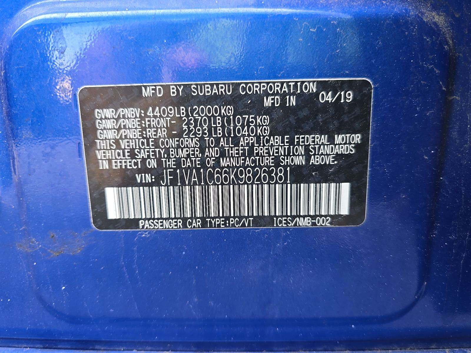 2019 Subaru WRX Premium AWD