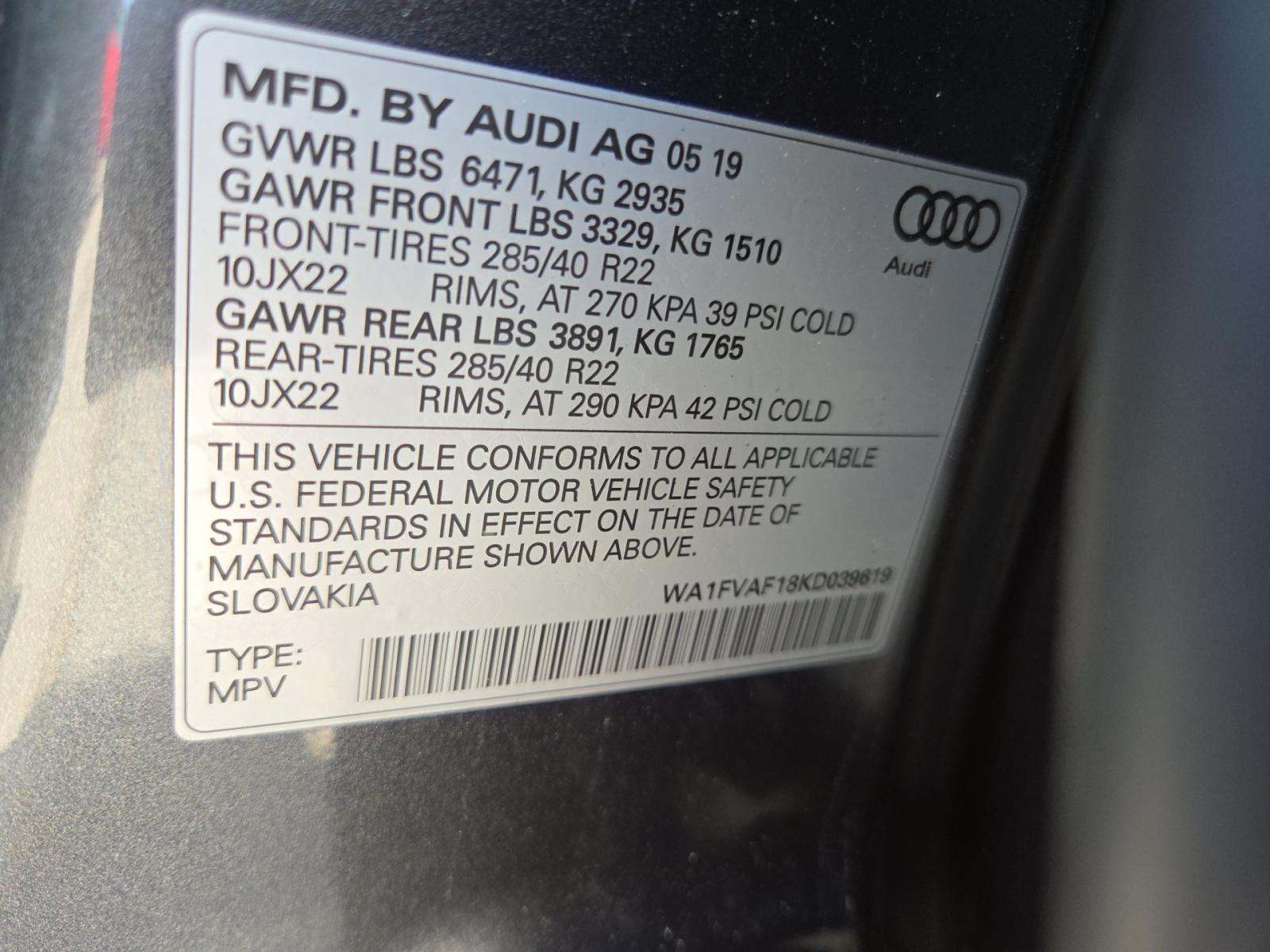 2019 Audi Q8 Prestige AWD