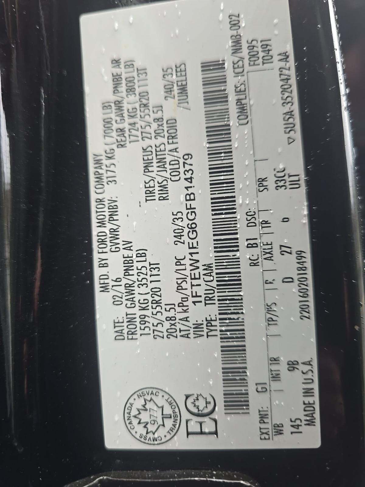 2016 Ford F-150 Platinum AWD