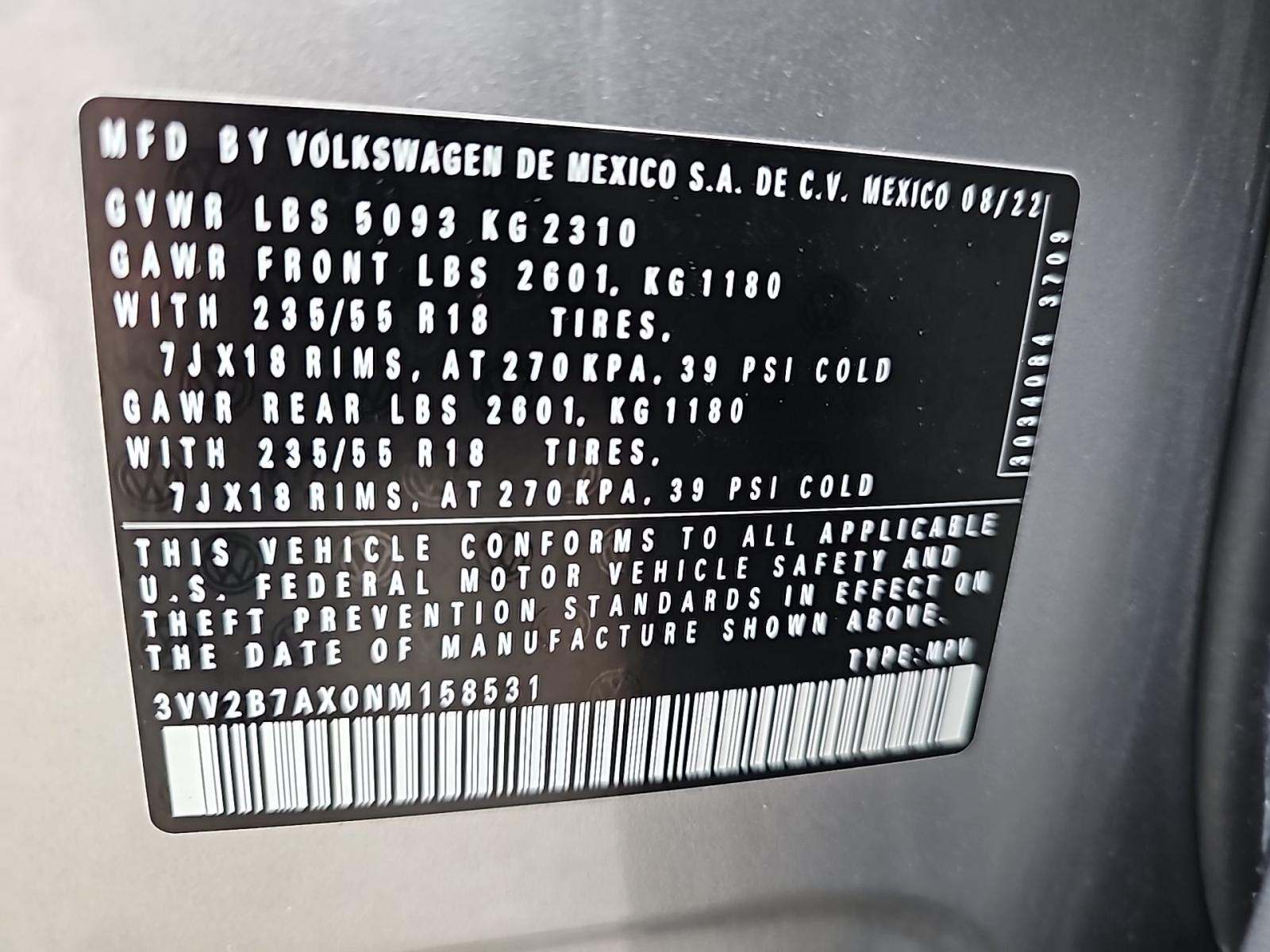 2022 Volkswagen Tiguan 2.0T SE AWD