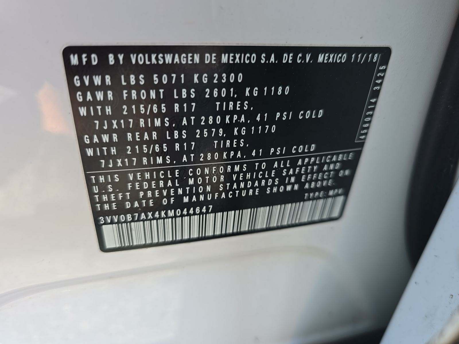 2019 Volkswagen Tiguan 2.0T S AWD