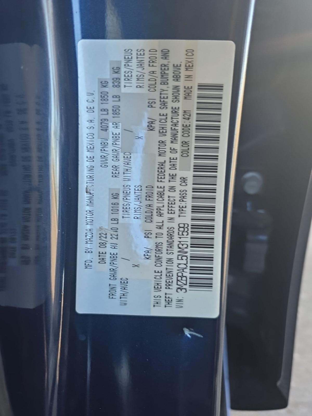 2022 MAZDA MAZDA3 2.5 S FWD