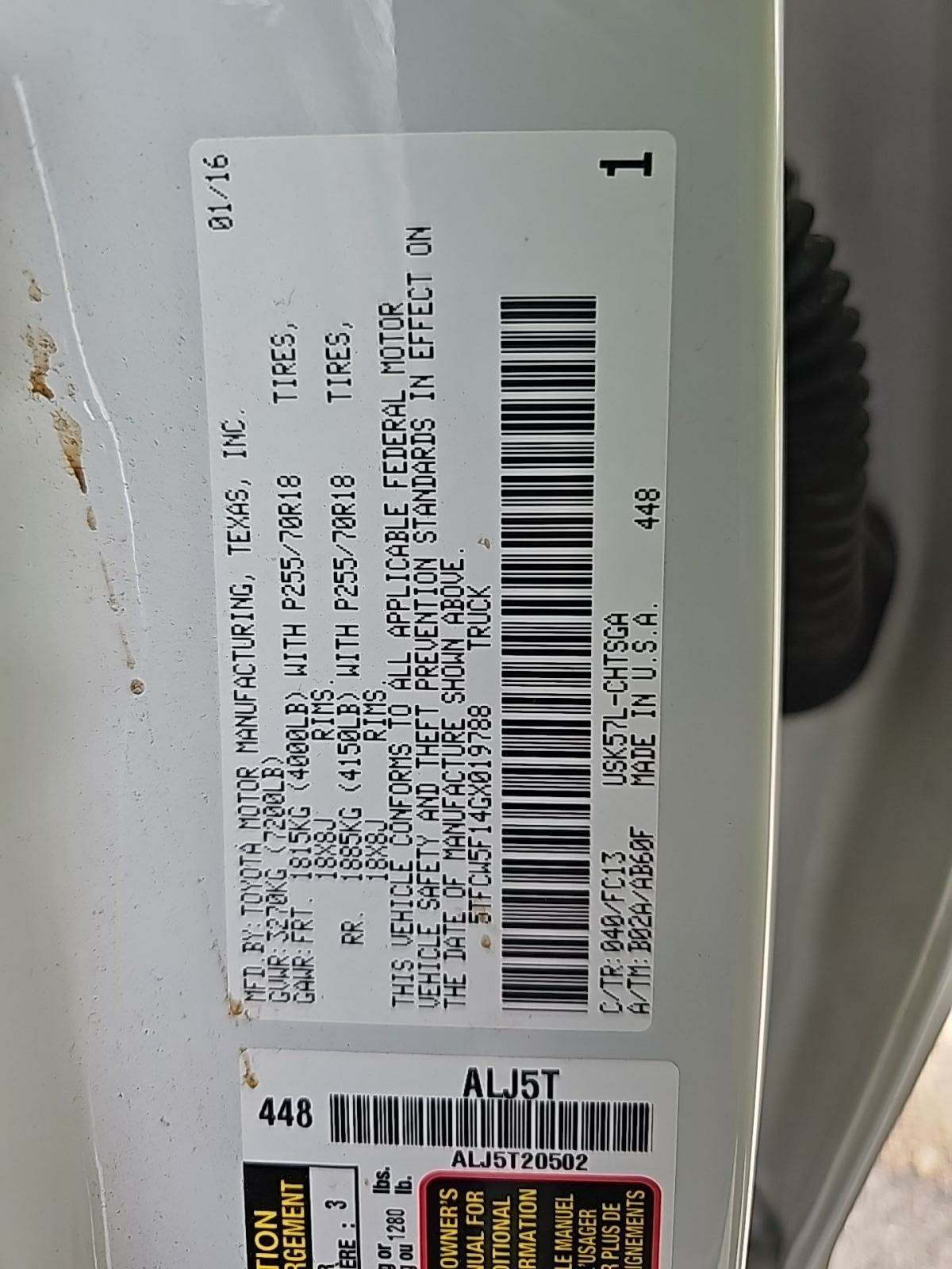 2016 Toyota Tundra SR5 AWD