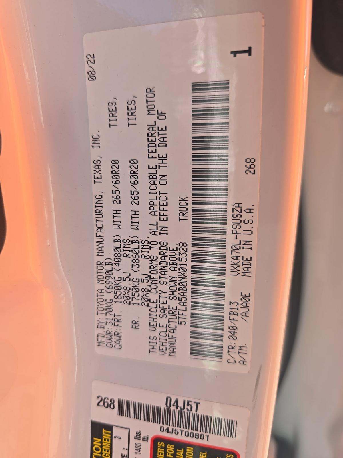 2022 Toyota Tundra SR5 RWD