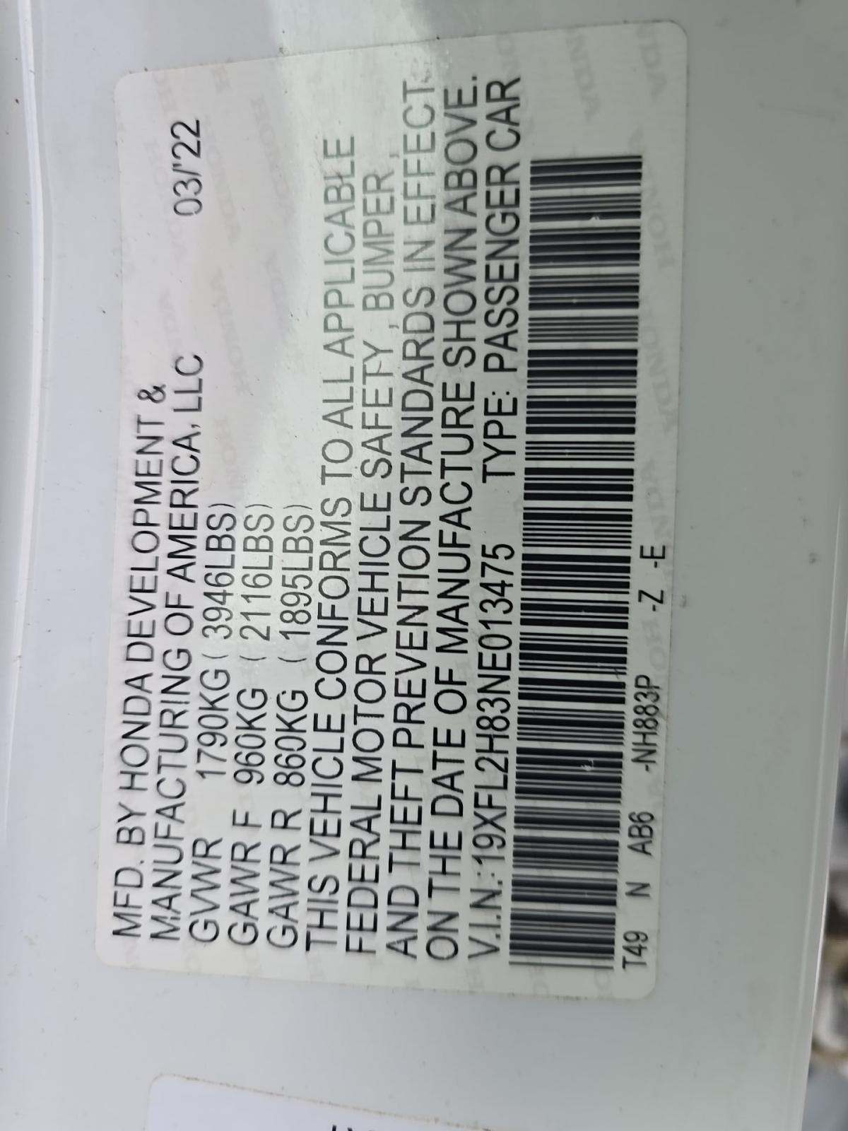 2022 Honda Civic Sport FWD