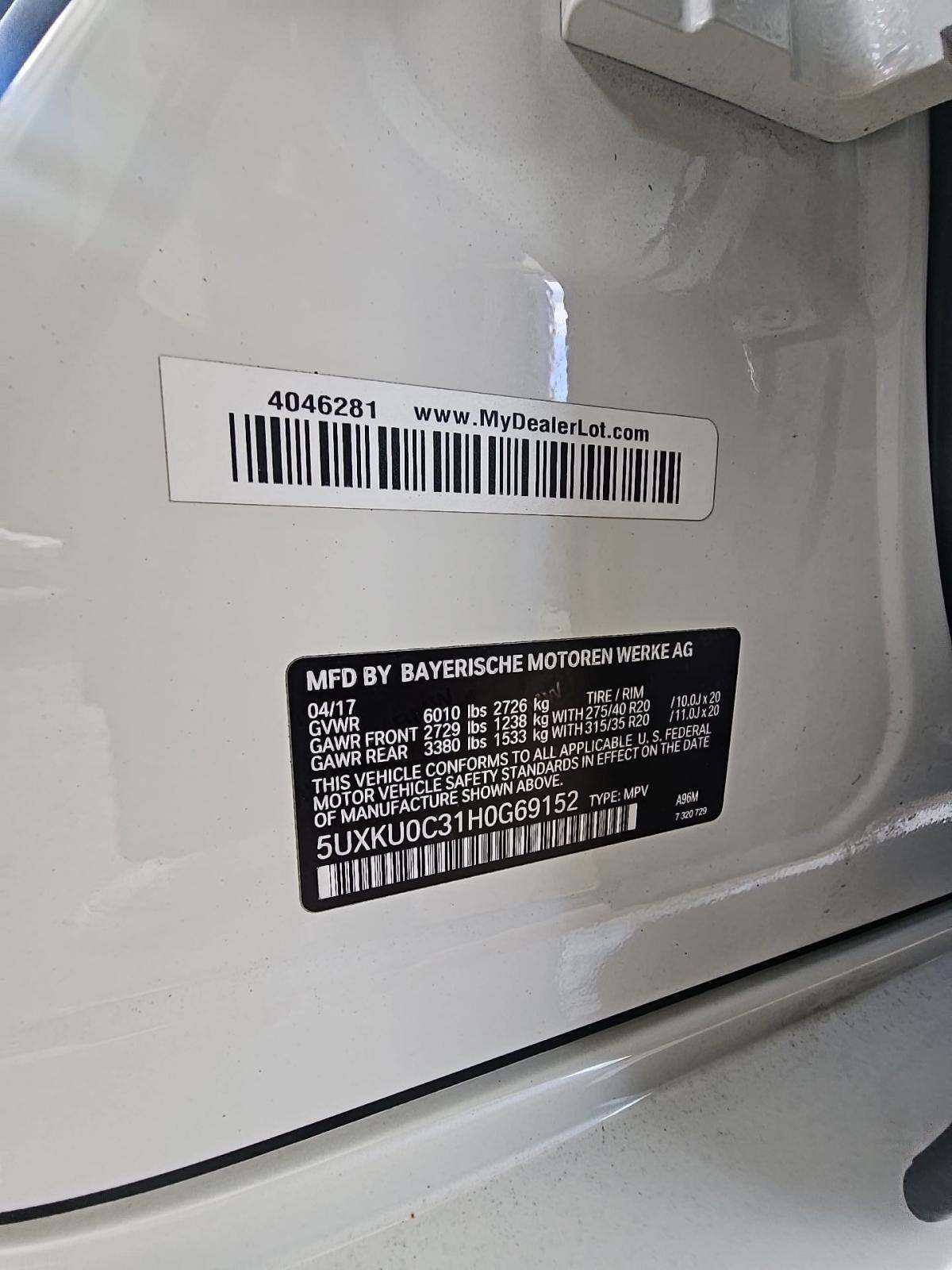 2017 BMW X6 sDrive35i RWD