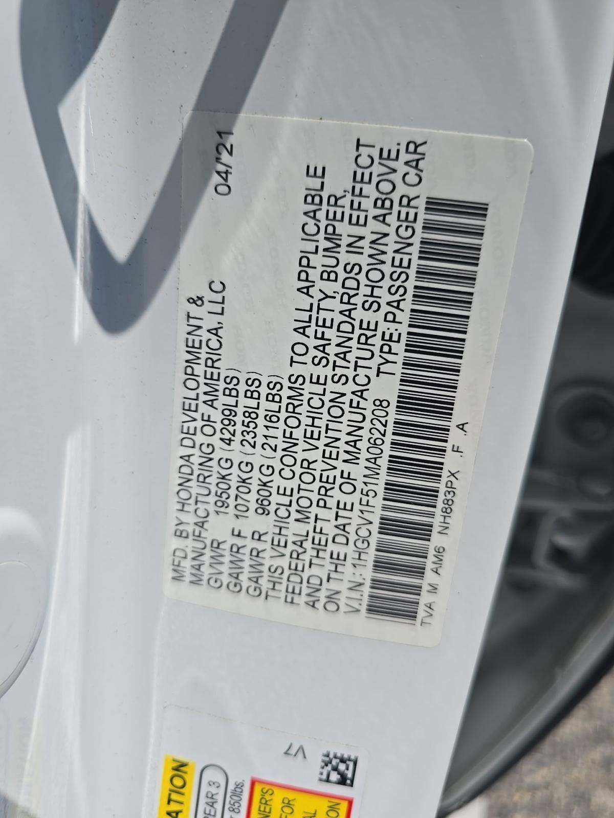 2021 Honda Accord EX-L FWD