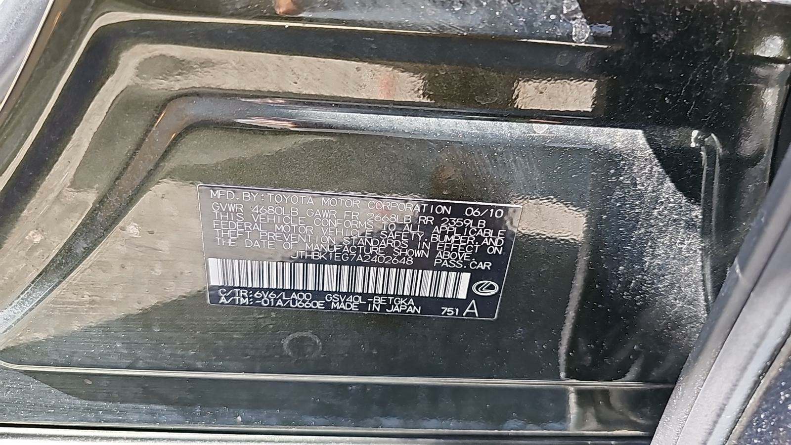 2010 Lexus ES 4D SEDAN FWD